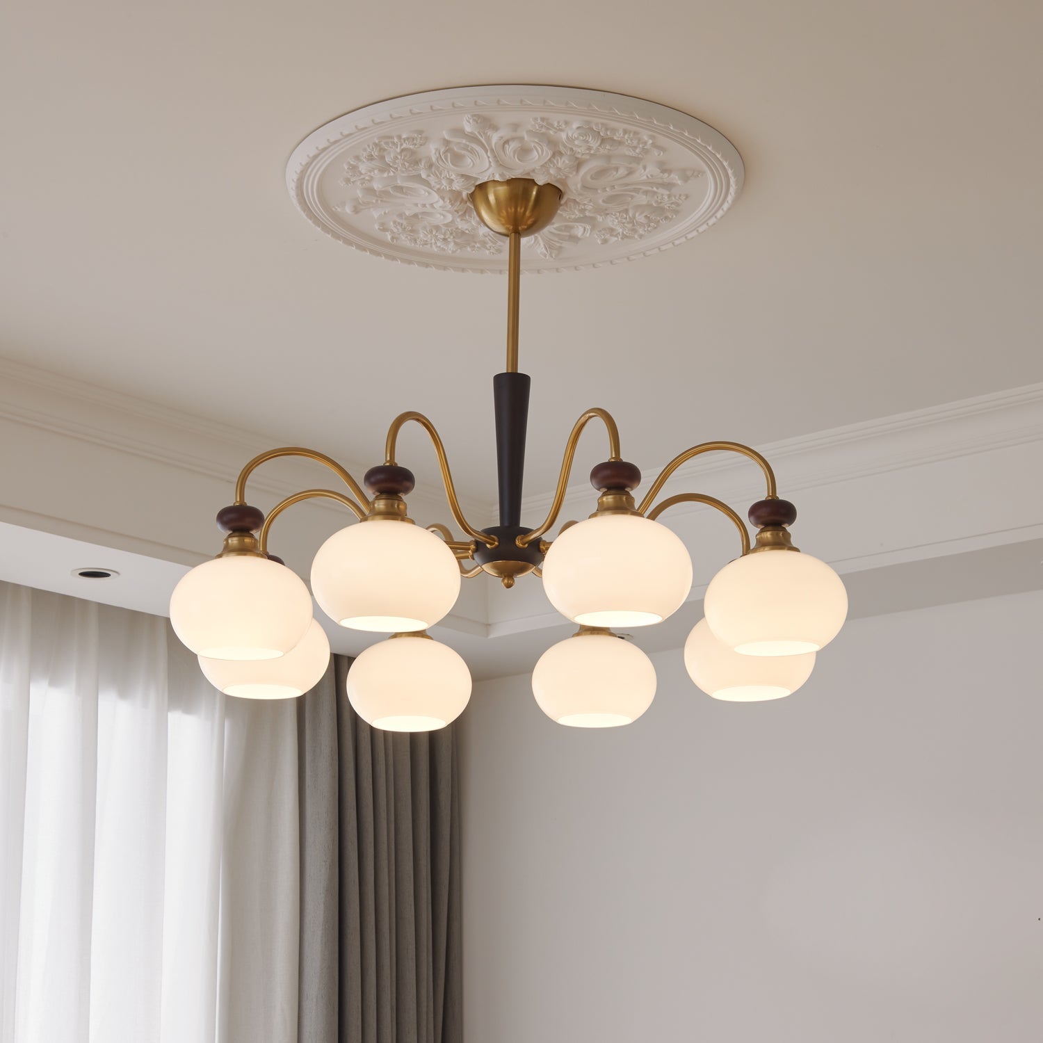Calaeila Traditional Elegance Sphere Wood Glass Chandelier - Letslighting