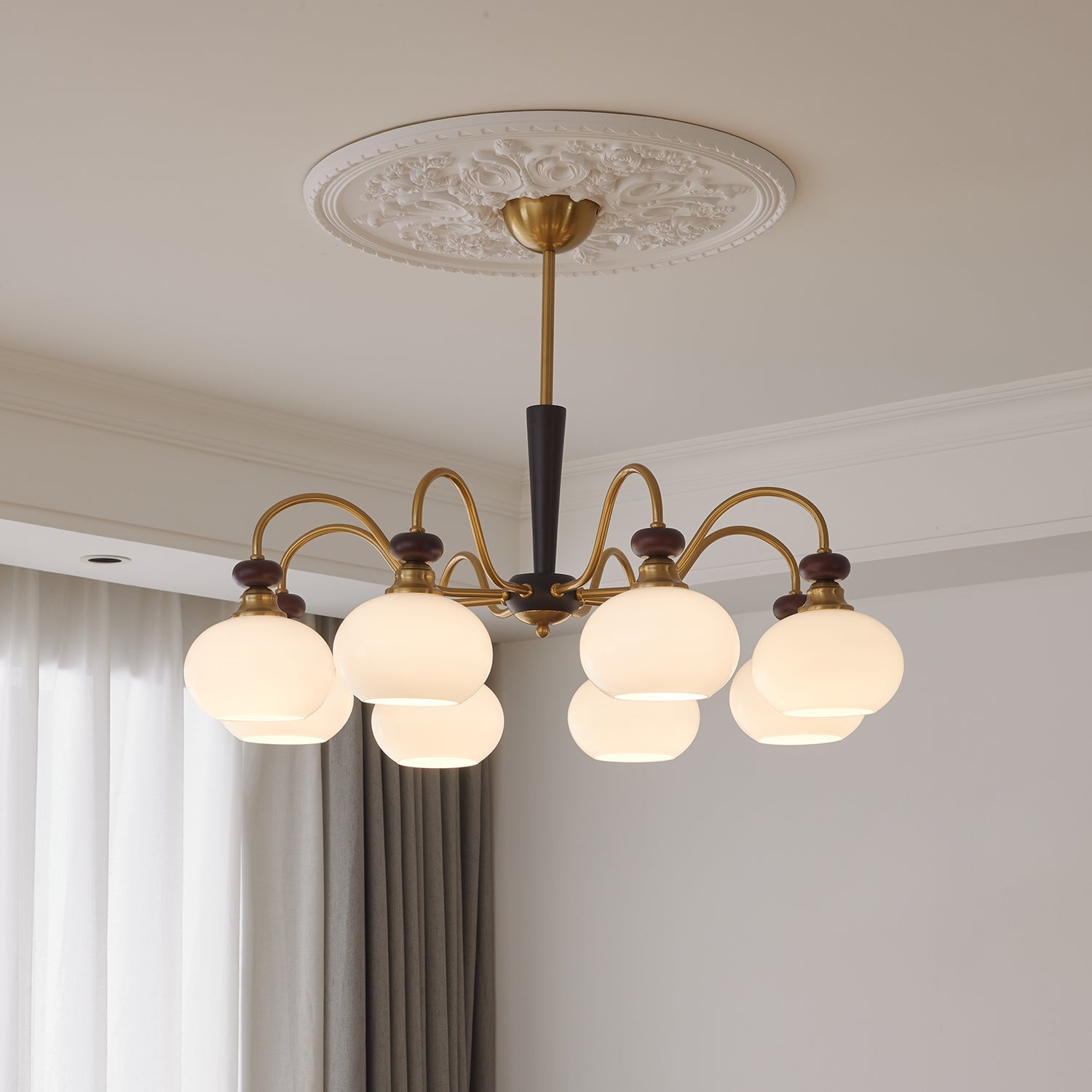 Calaeila Traditional Elegance Sphere Wood Glass Chandelier - Letslighting
