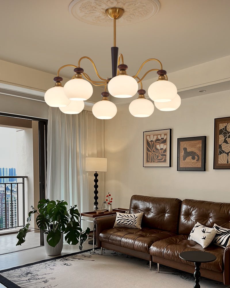 Calaeila Traditional Elegance Sphere Wood Glass Chandelier - Letslighting