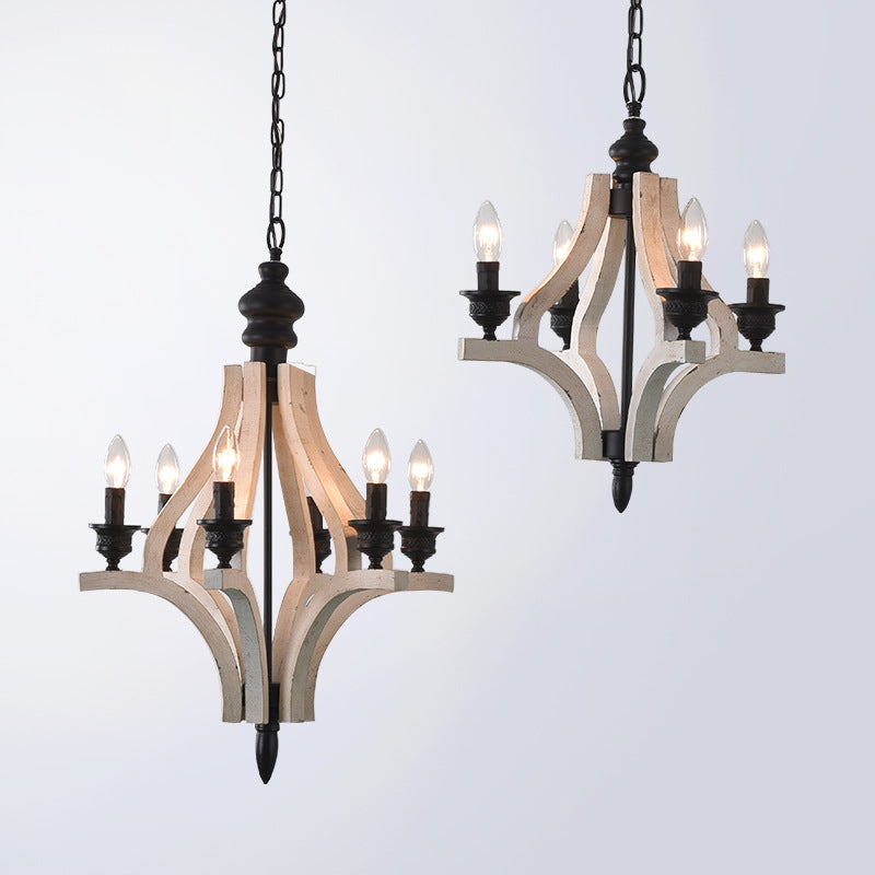Ephaos Vintage Industrial Wooden Chandelier - Letslighting