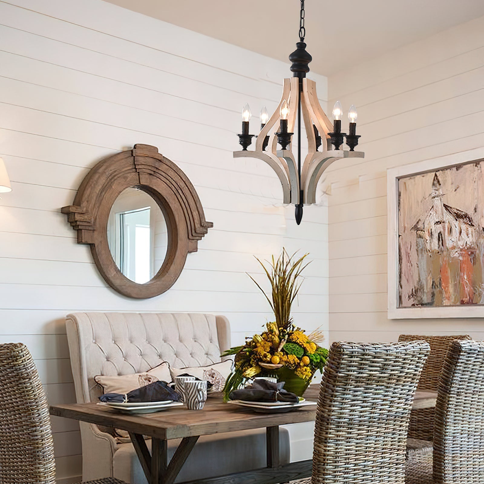 Ephaos Vintage Industrial Wooden Chandelier - Letslighting