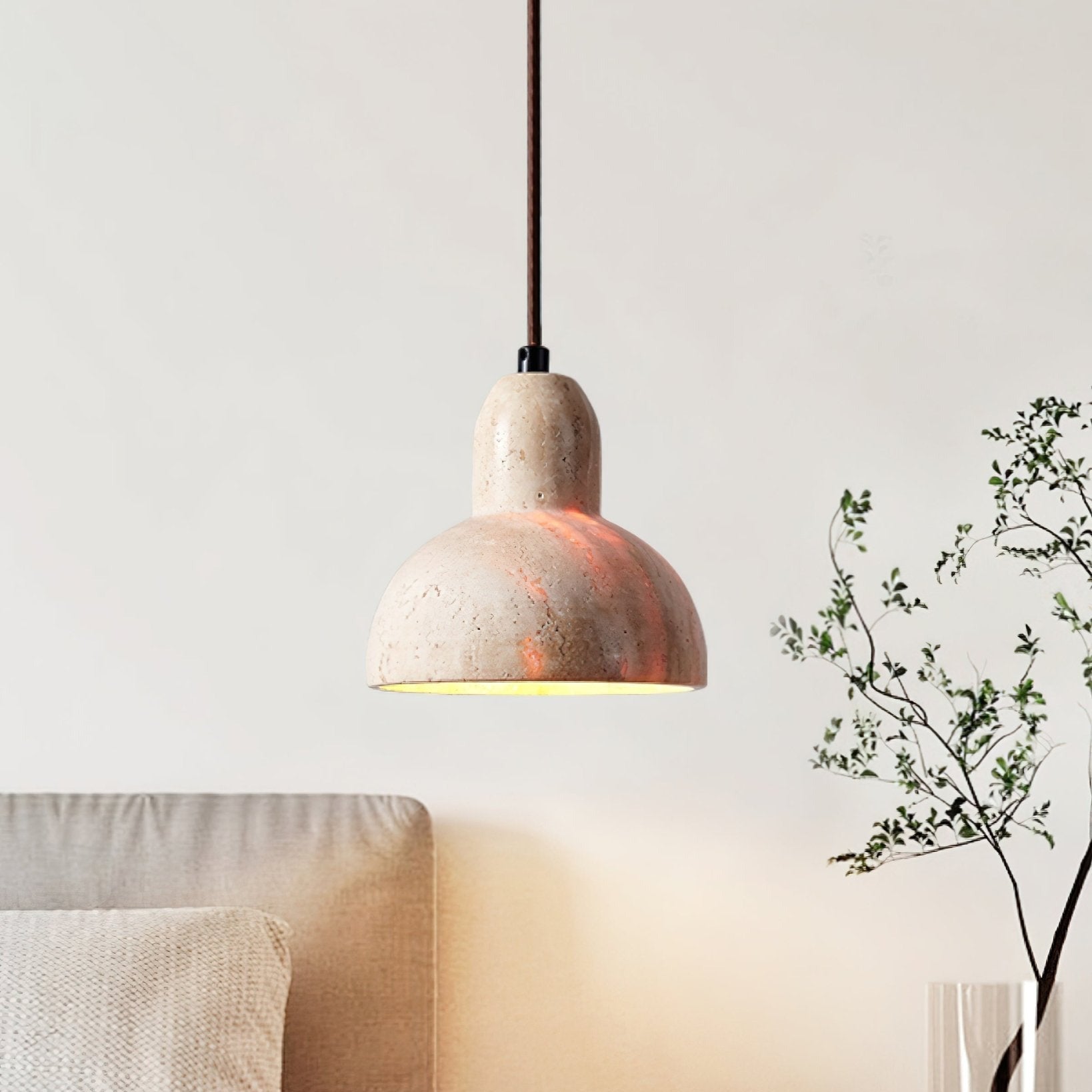 Ritta Travertine Dome Pendant Light - Letslighting