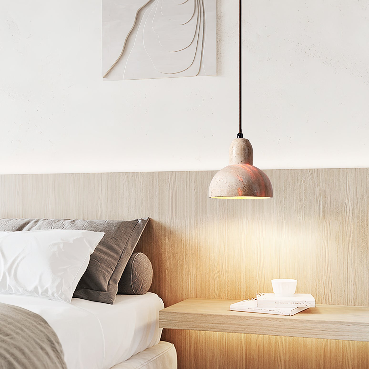 Ritta Travertine Dome Pendant Light - Letslighting
