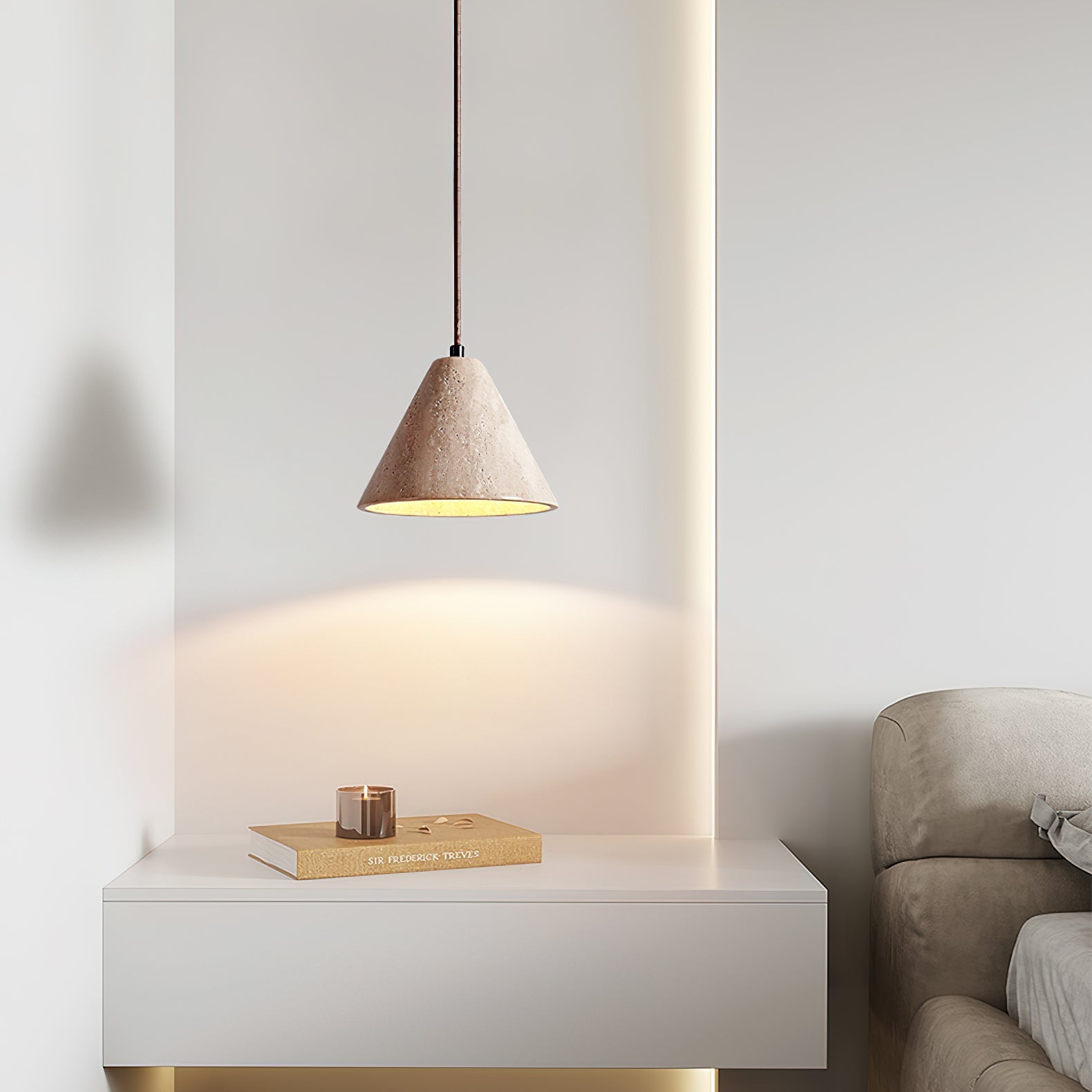 Ritta Travertine Dome Pendant Light - Letslighting