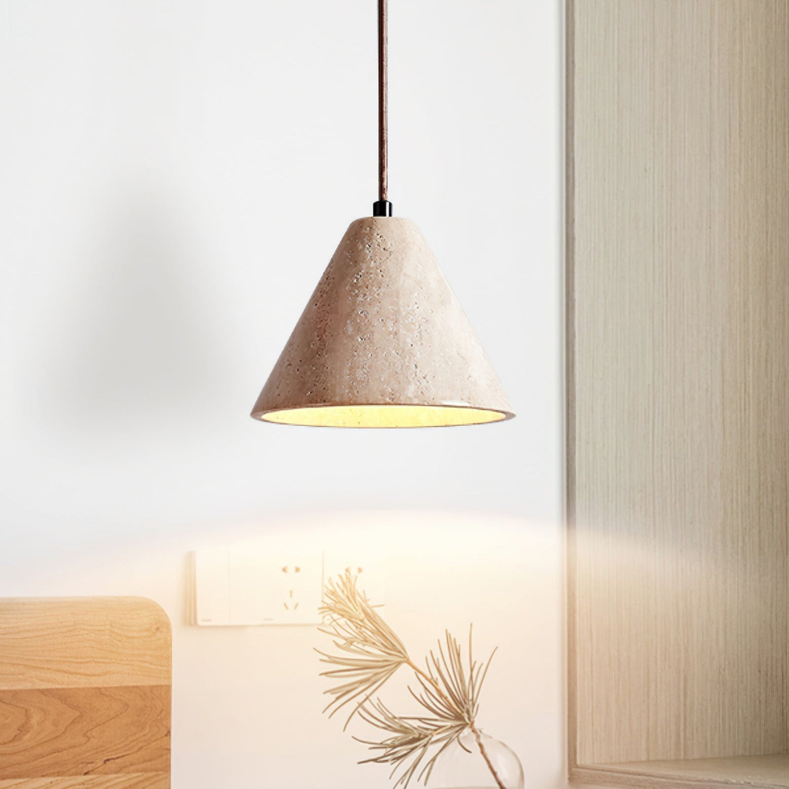 Ritta Travertine Dome Pendant Light - Letslighting