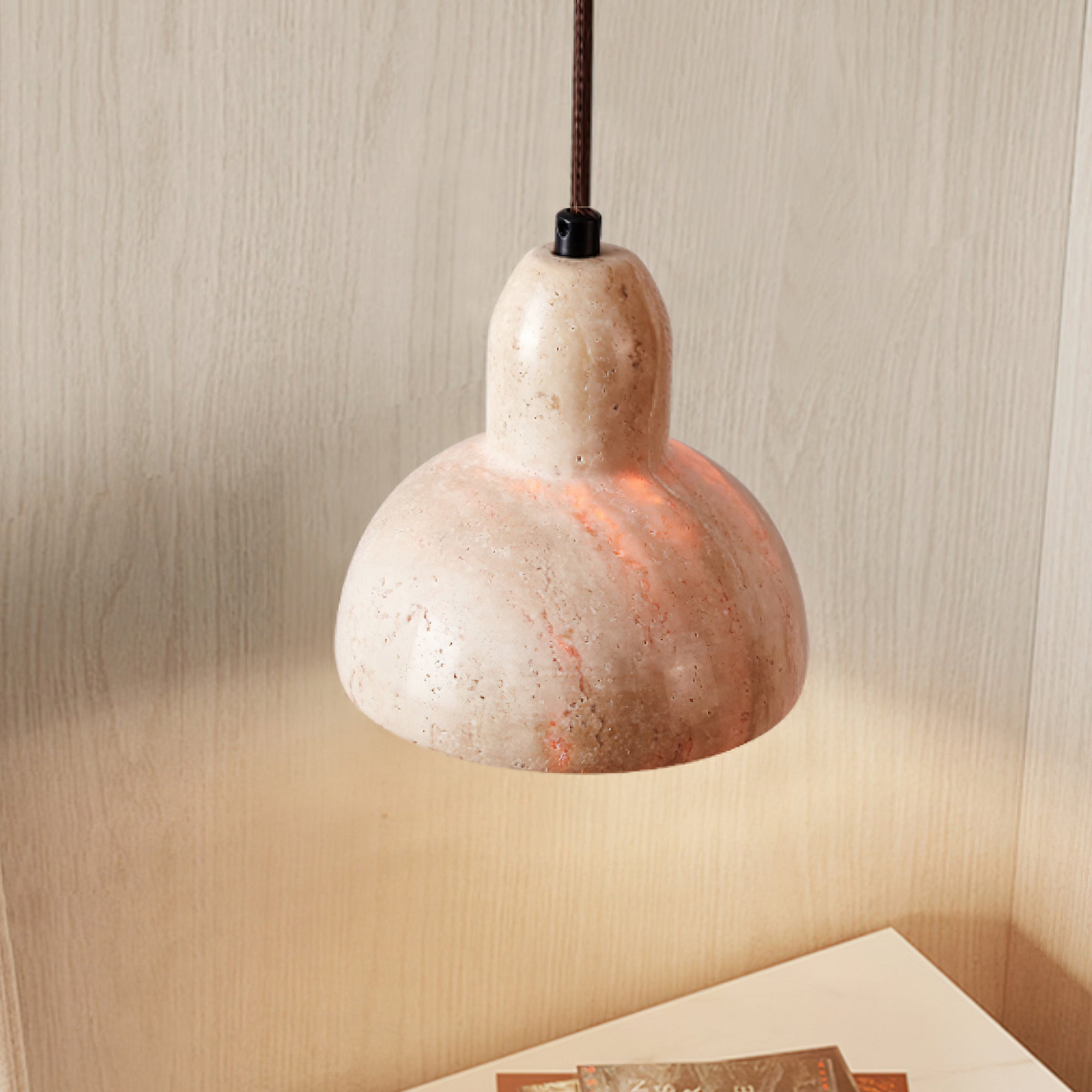 Ritta Travertine Dome Pendant Light - Letslighting