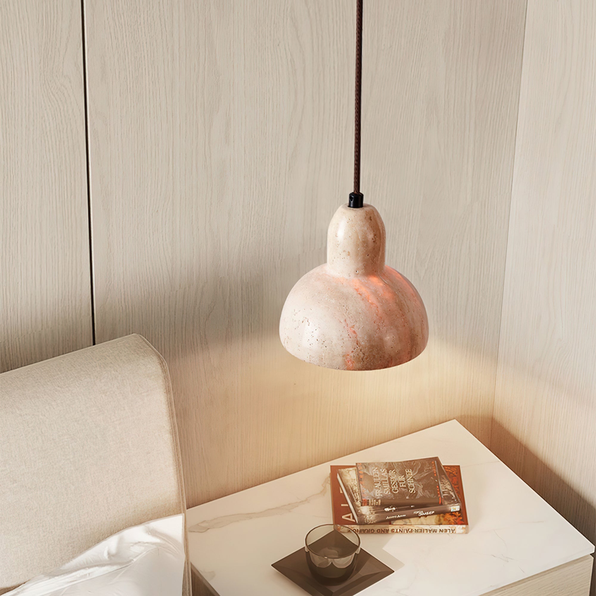 Ritta Travertine Dome Pendant Light - Letslighting