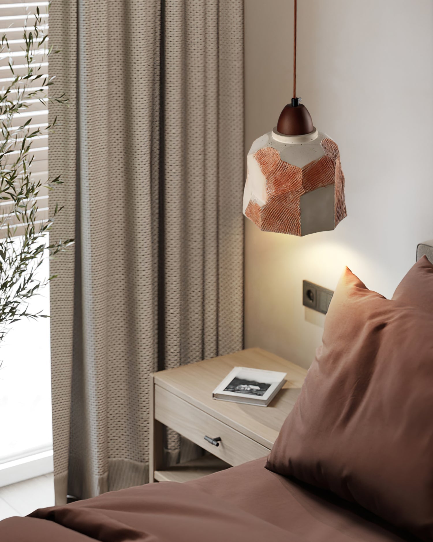 Havre Textured Wood Natural Pendant Lamp - Letslighting