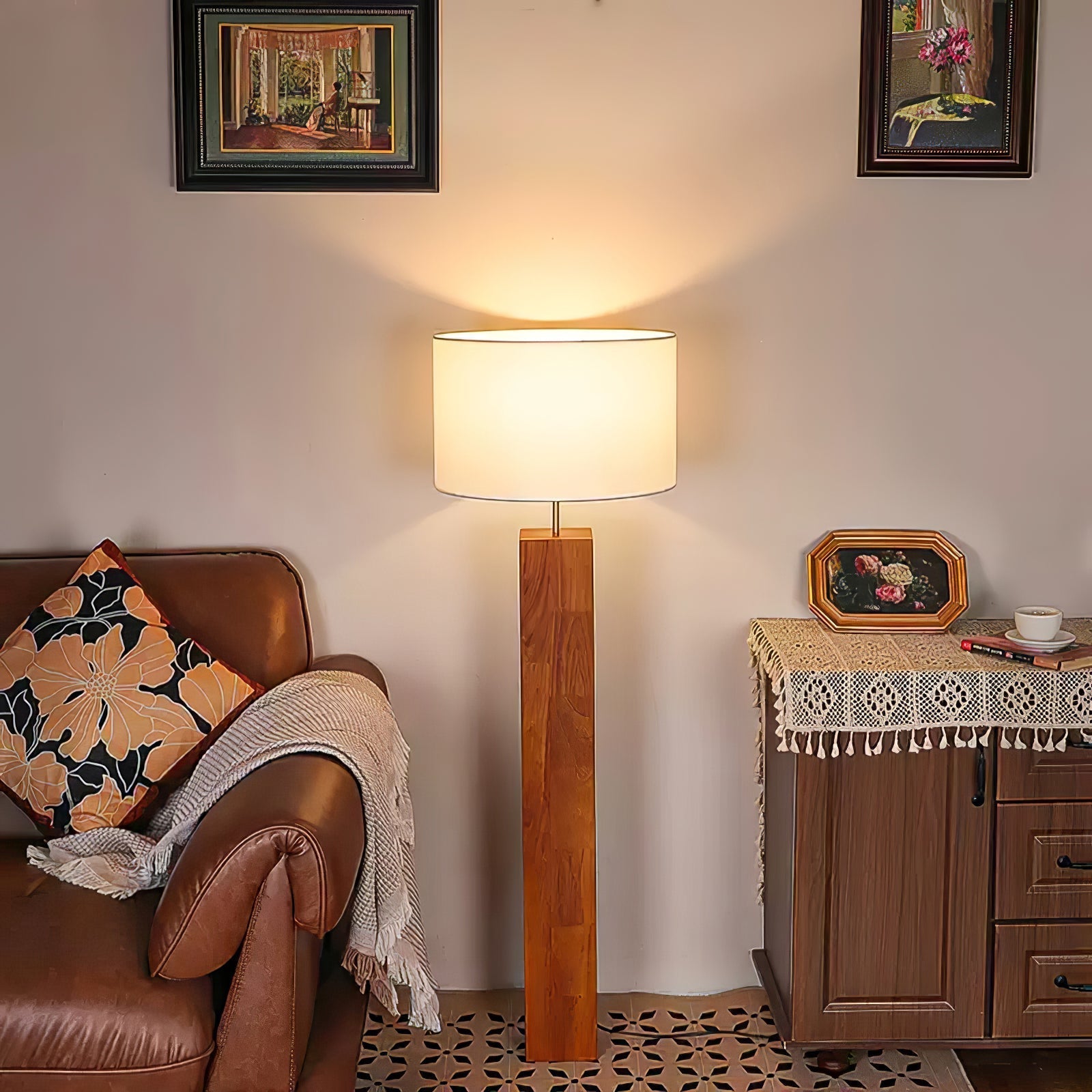 Timberline Fabric & Wood Floor Lamp - Letslighting