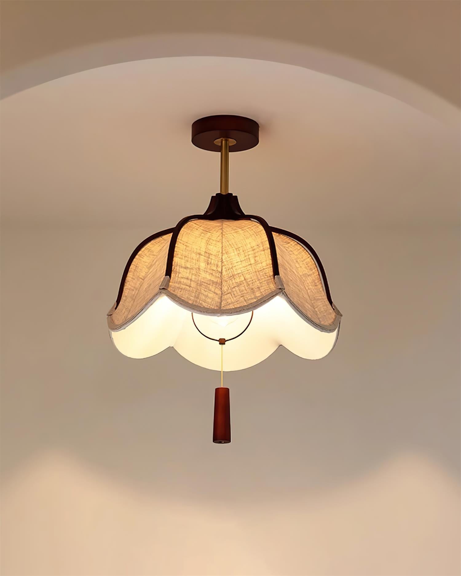Givola Vintage Fabric Semi Flush Mount Ceiling Light - Letslighting