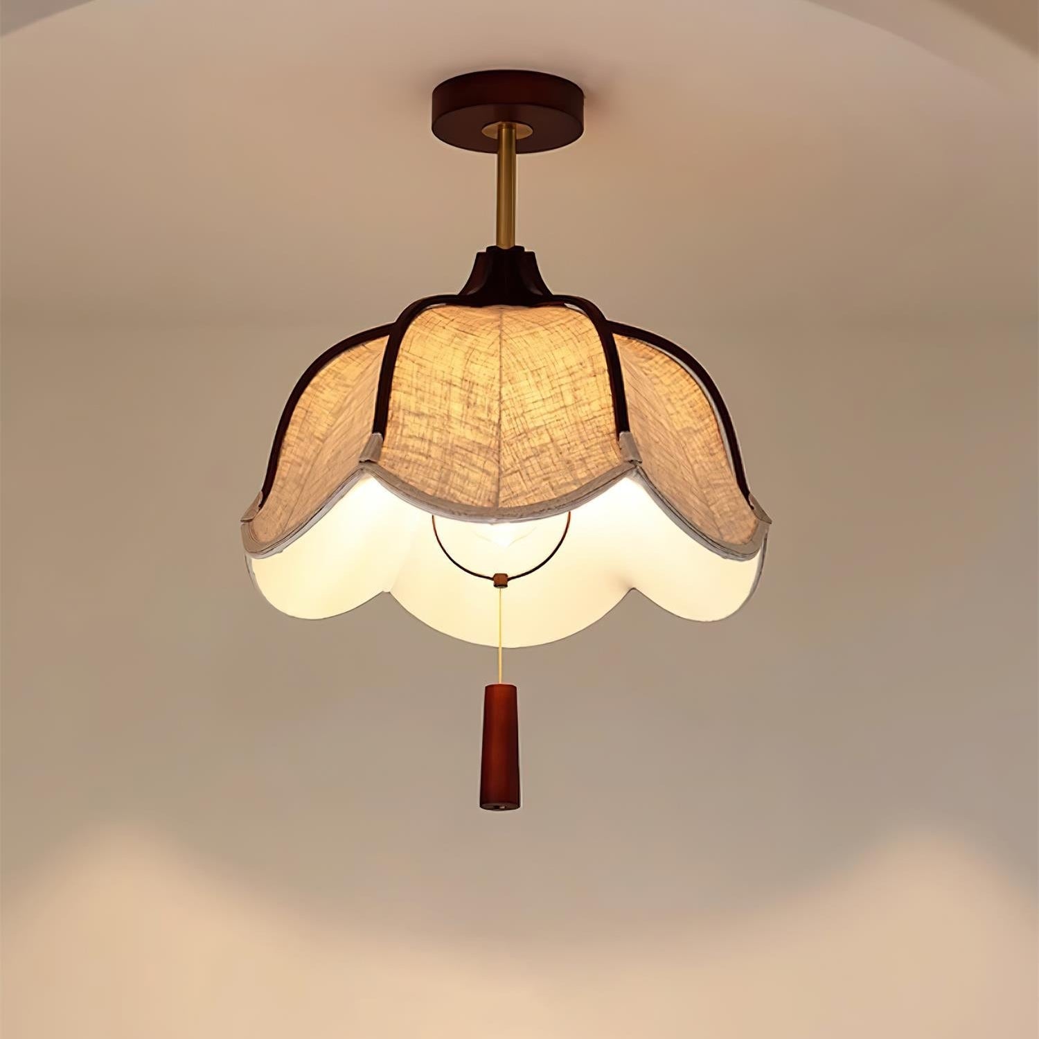 Givola Vintage Fabric Semi Flush Mount Ceiling Light - Letslighting