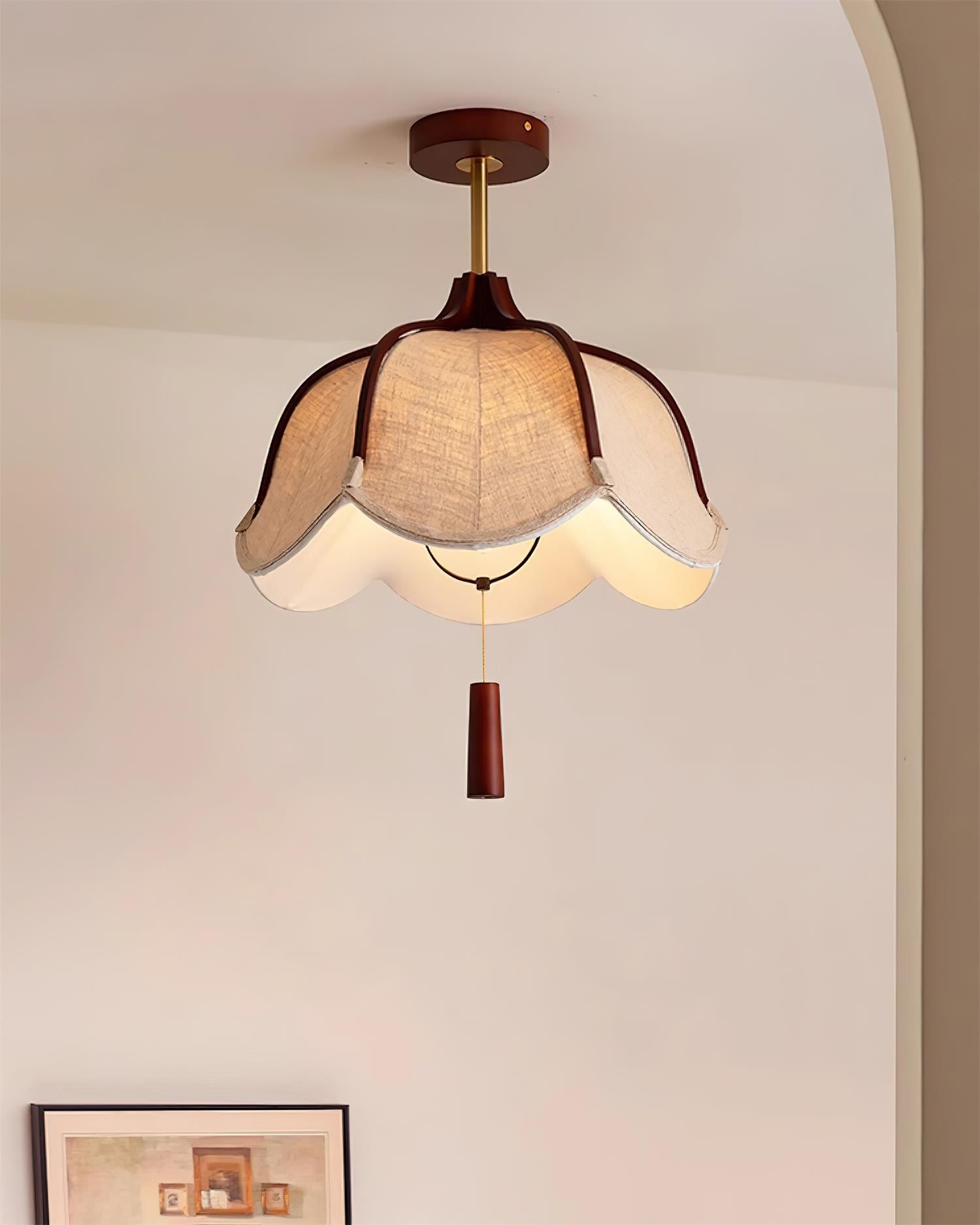 Givola Vintage Fabric Semi Flush Mount Ceiling Light - Letslighting