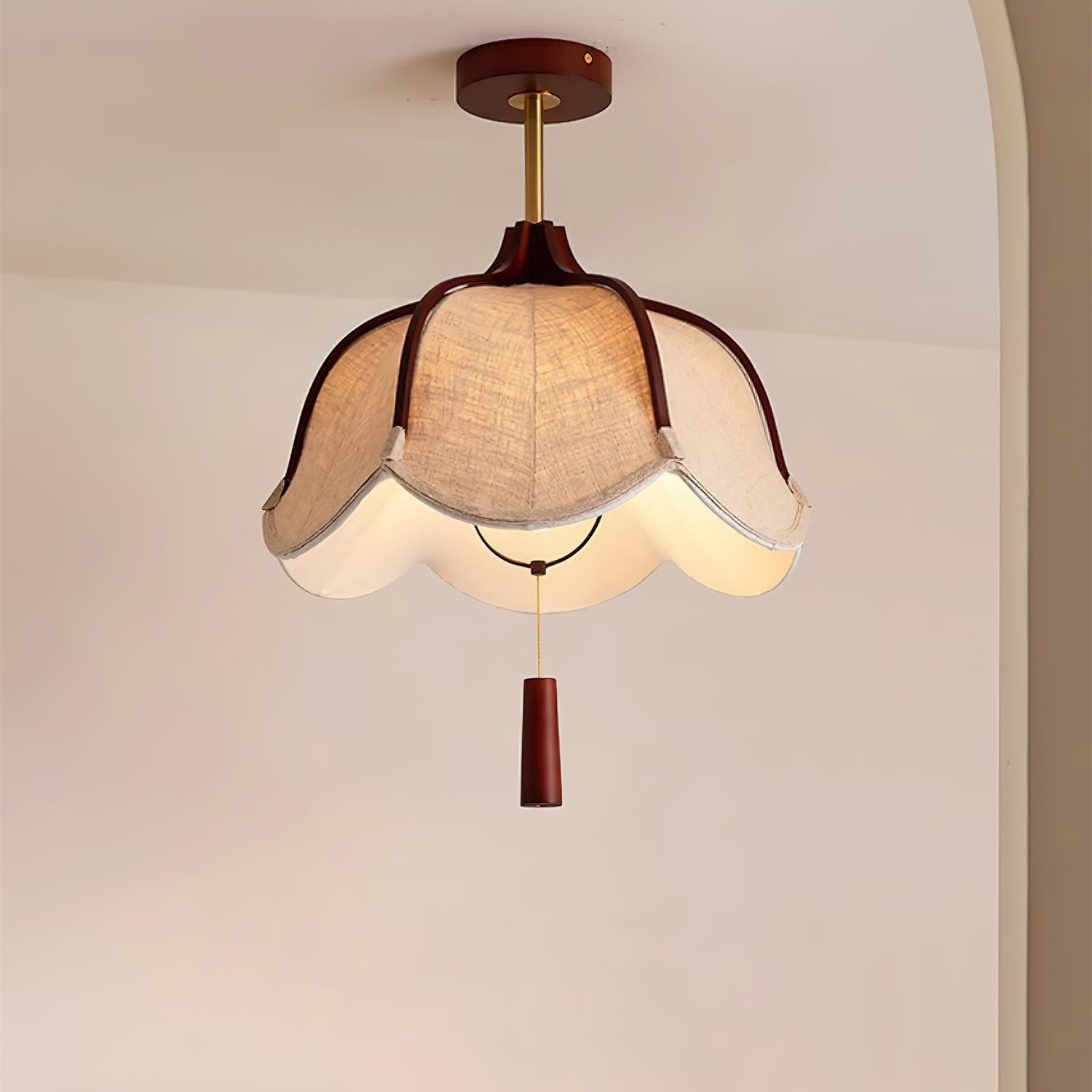 Givola Vintage Fabric Semi Flush Mount Ceiling Light - Letslighting