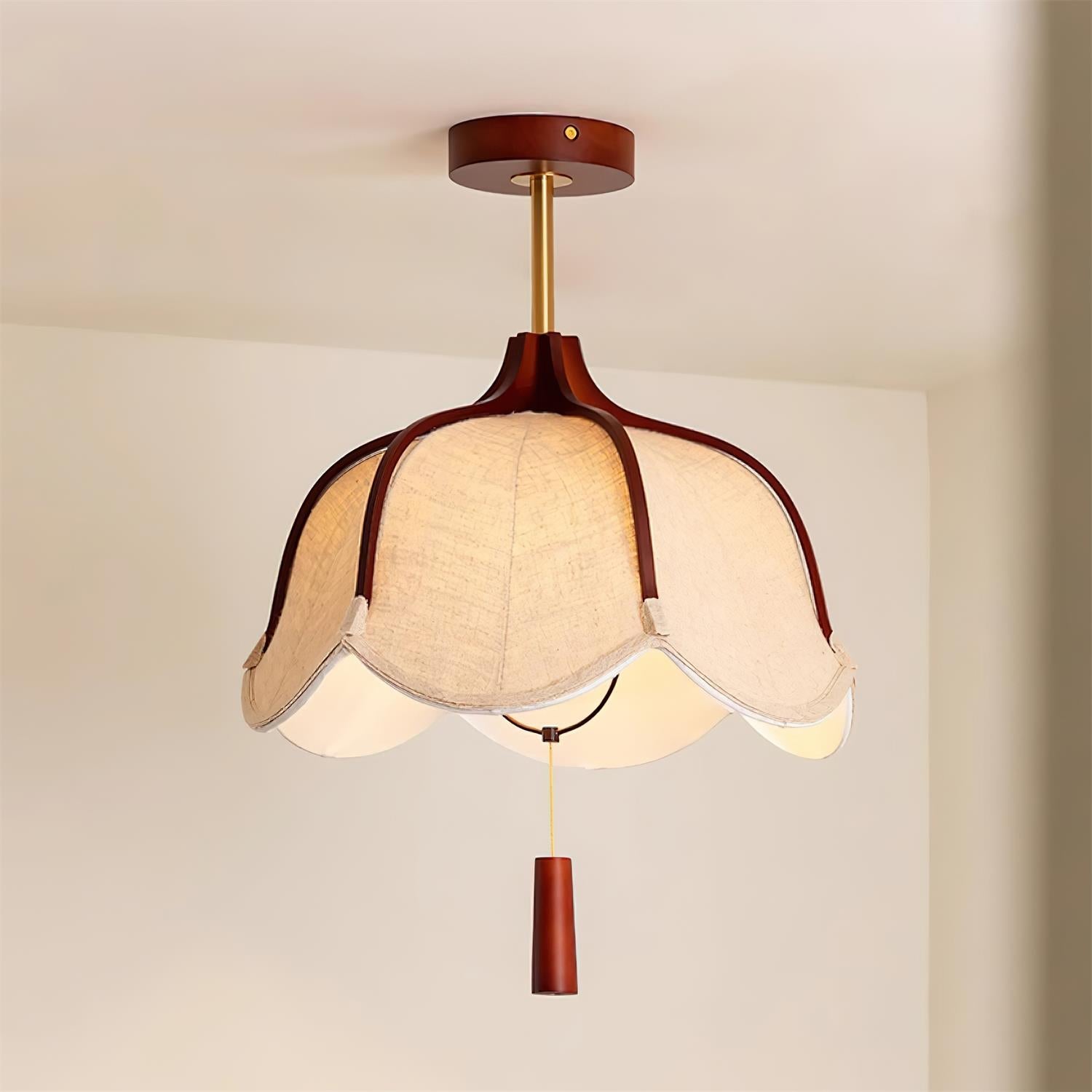 Givola Vintage Fabric Semi Flush Mount Ceiling Light - Letslighting