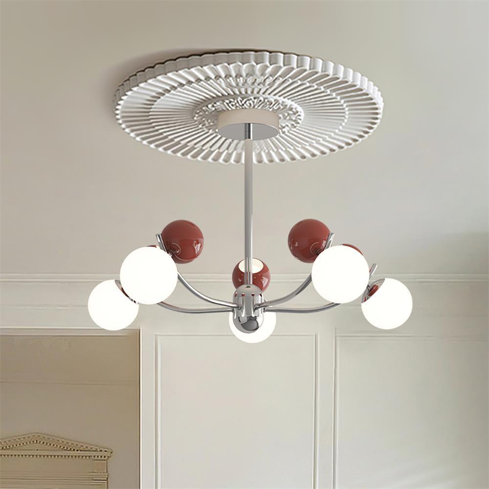 Helio Chandelier Chrome Red Orb Array - Letslighting