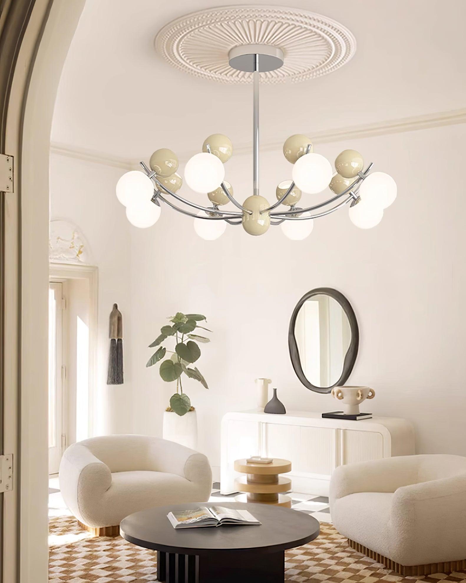 Helio Chandelier Chrome Red Orb Array - Letslighting