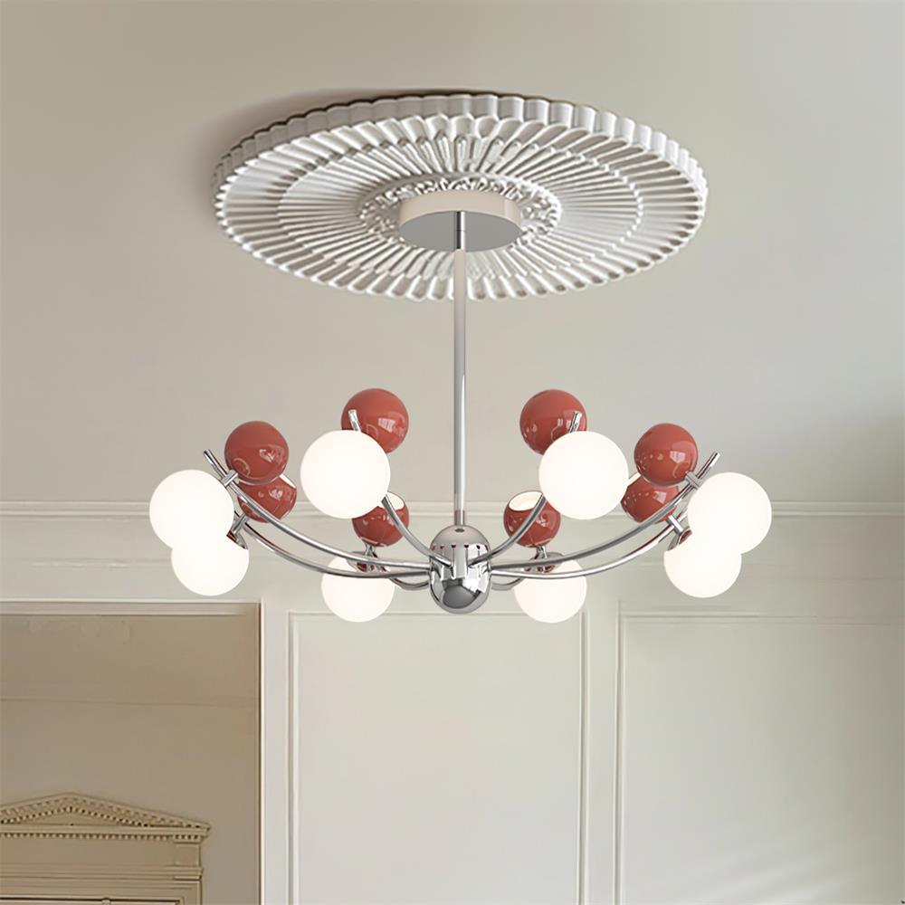 Helio Chandelier Chrome Red Orb Array - Letslighting