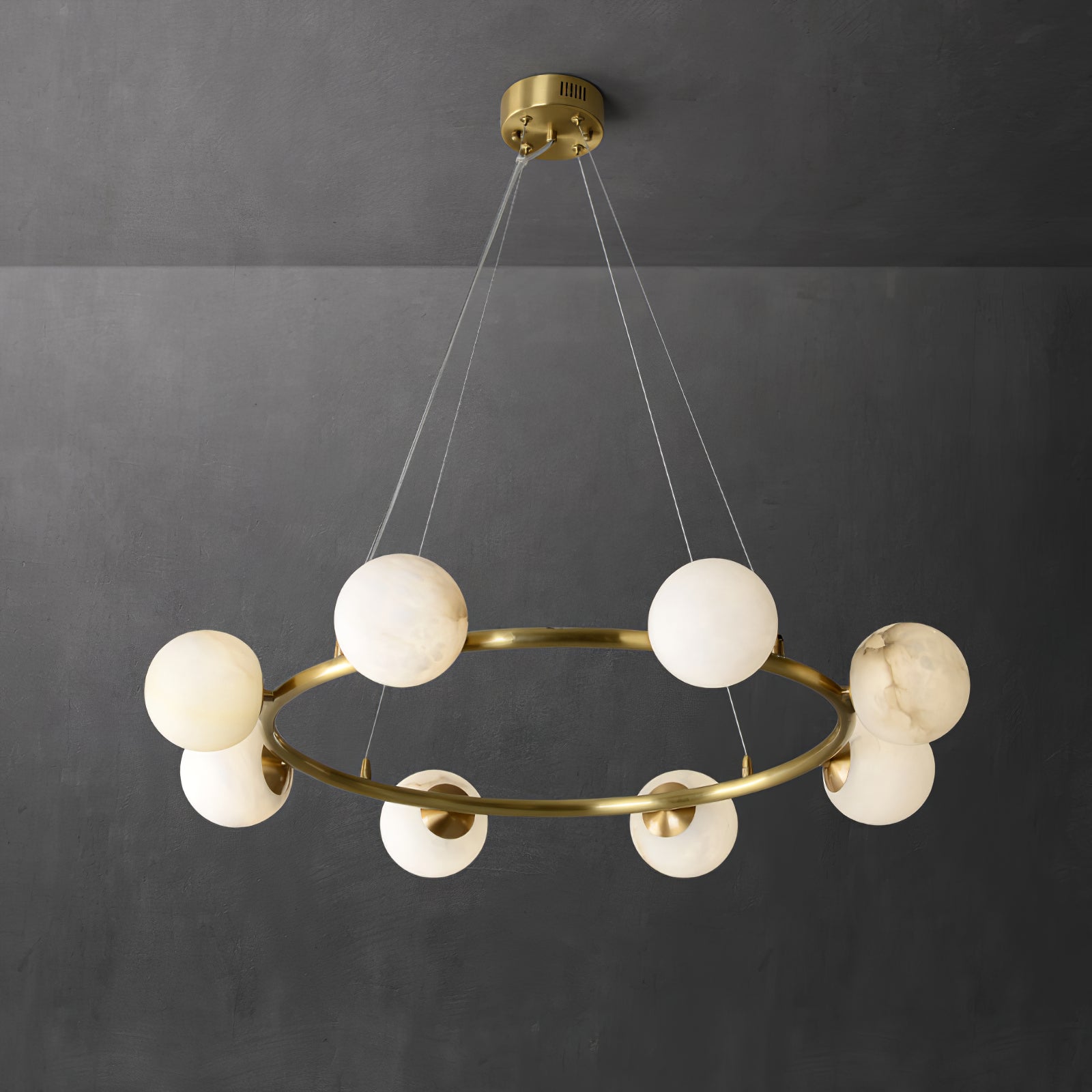 Helix Chandelier Alabaster Globe Halo - Letslighting