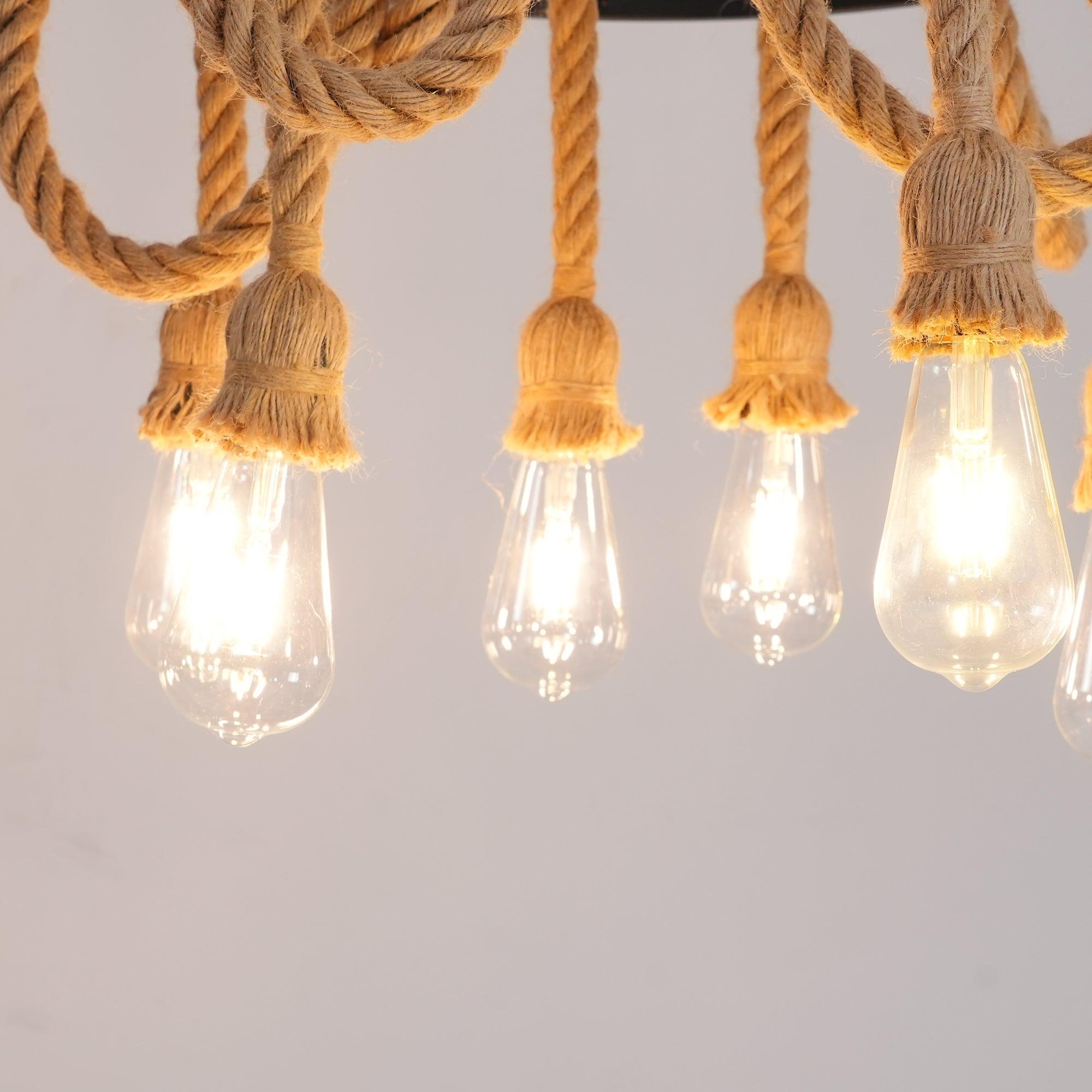 Lustra Chandelier Hemp Rope Industrial Six Head - Letslighting