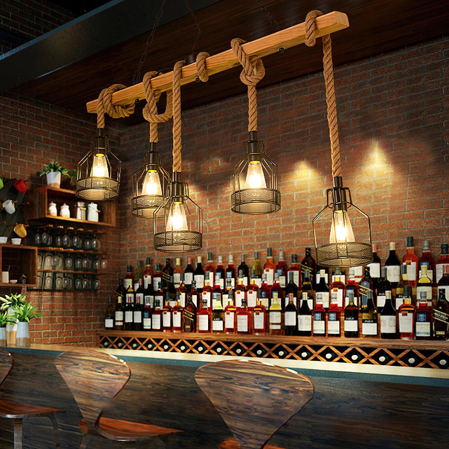 Lustra Pendant Lamp Hemp Rope Industrial - Letslighting