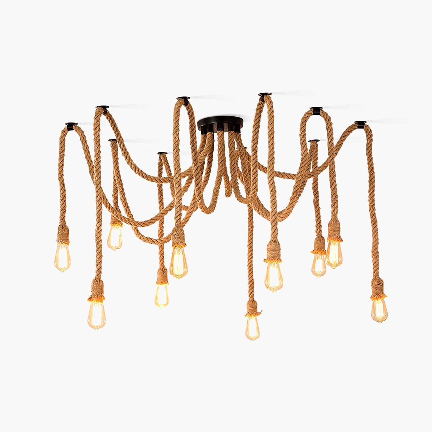 Lustra Chandelier Hemp Rope Industrial Retro - Letslighting