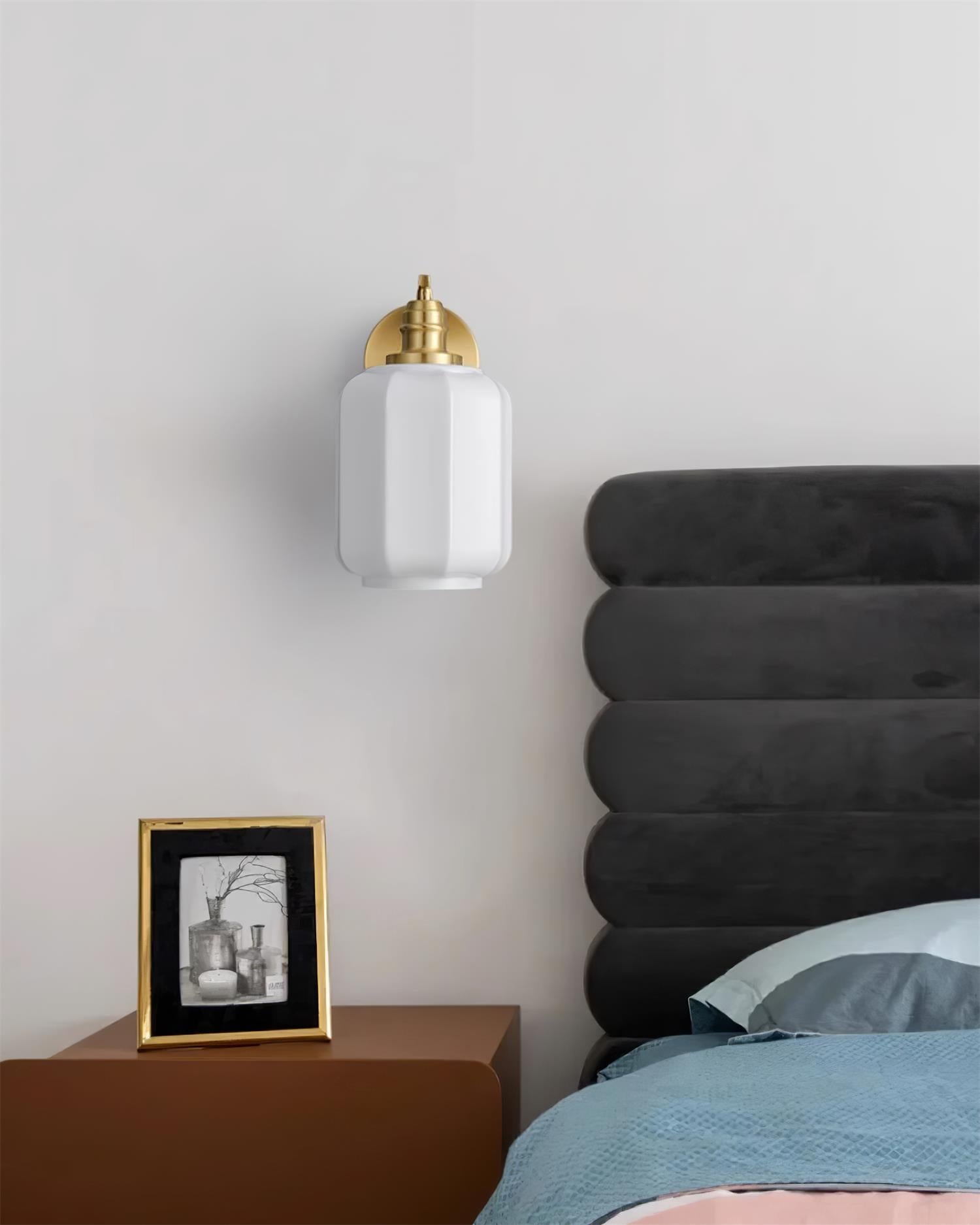 Henry Wall Lamp Plug In Brass Curved Frosted Glass - Letslighting