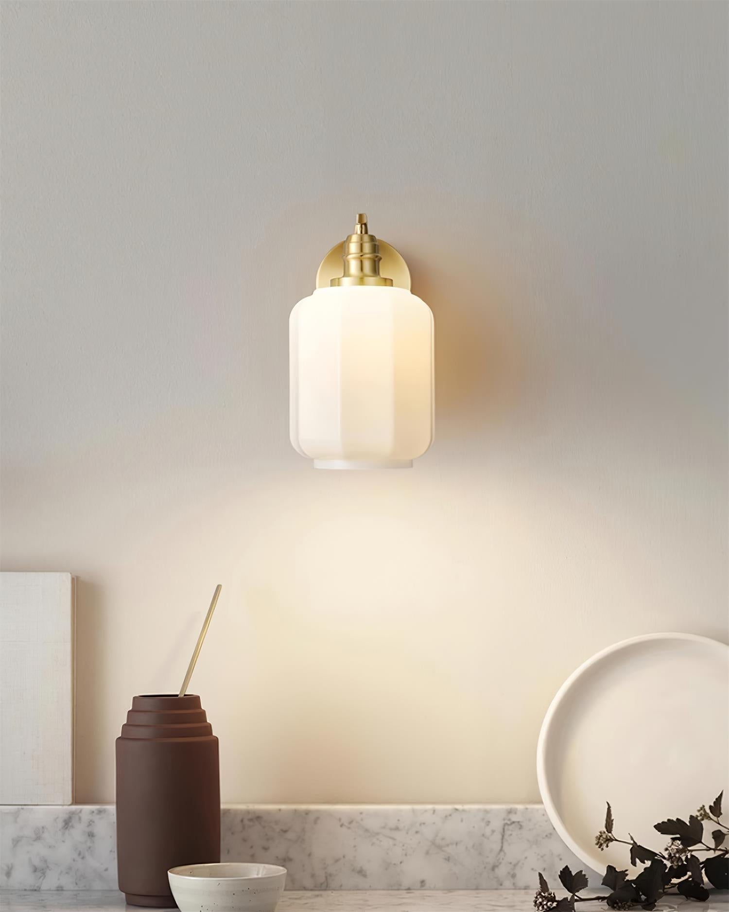 Henry Wall Lamp Plug In Brass Curved Frosted Glass - Letslighting