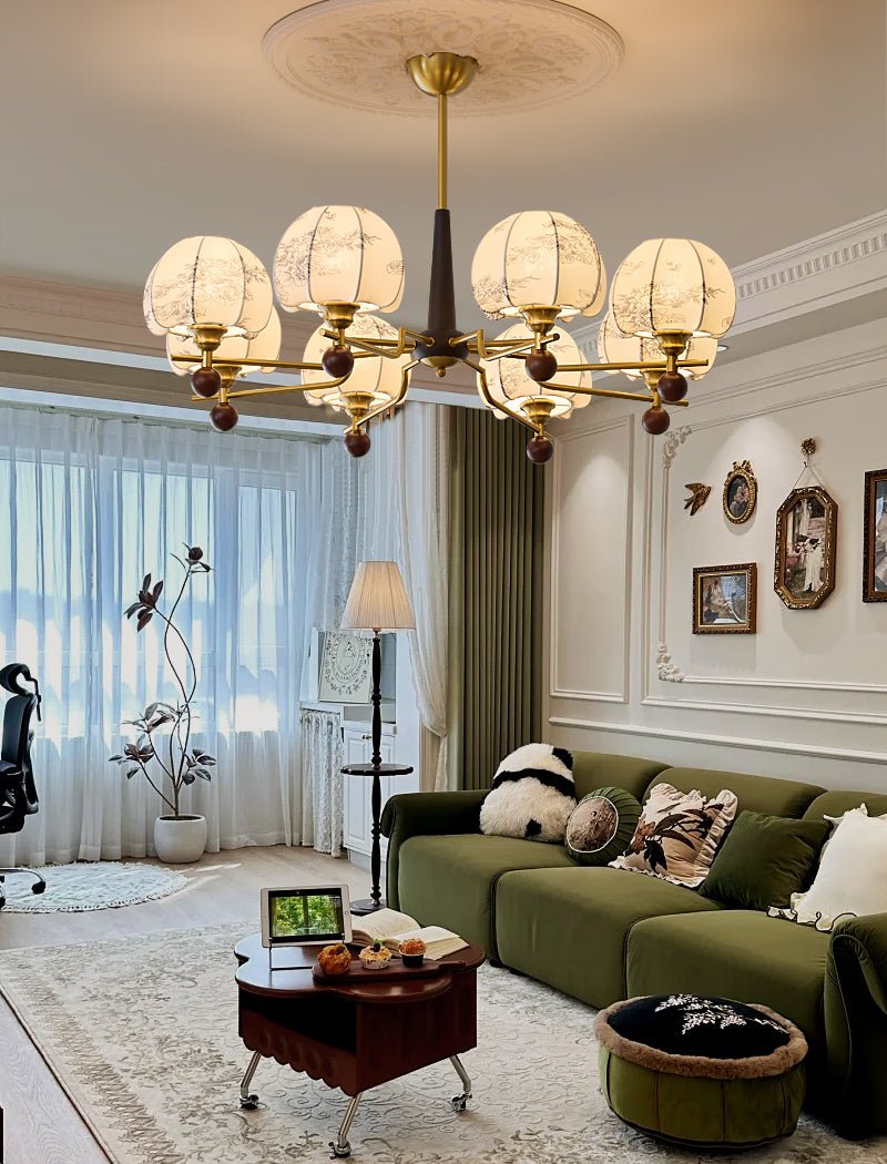 Acarira Premium Nordic Art Bloom Wood Fabric Chandelier - Letslighting