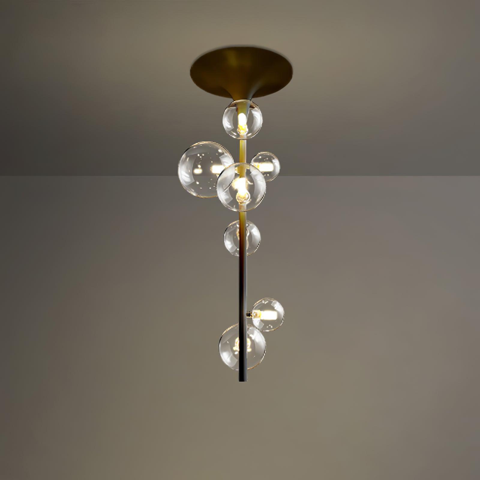 Lustra Pendant Light Brass Glass Cascading for Hallway - Letslighting