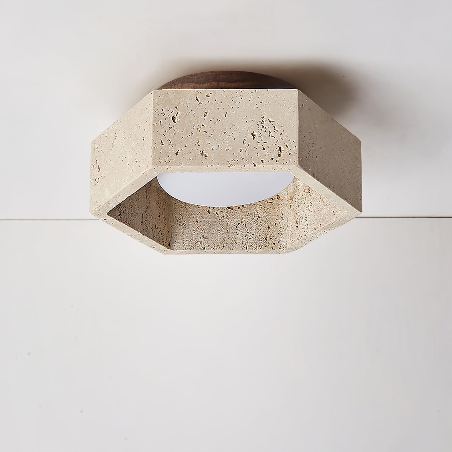 Hexara Travertine Hexagonal Ceiling Light