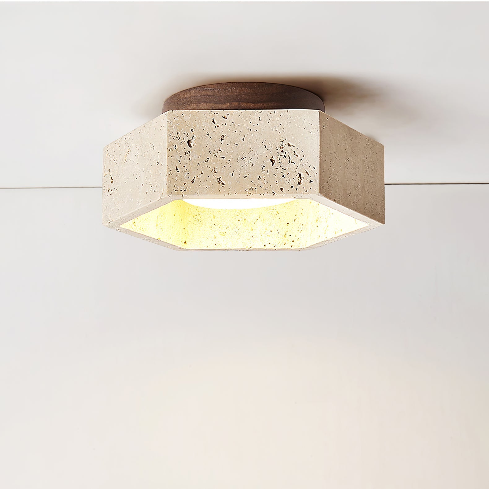 Hexara Travertine Hexagonal Ceiling Light