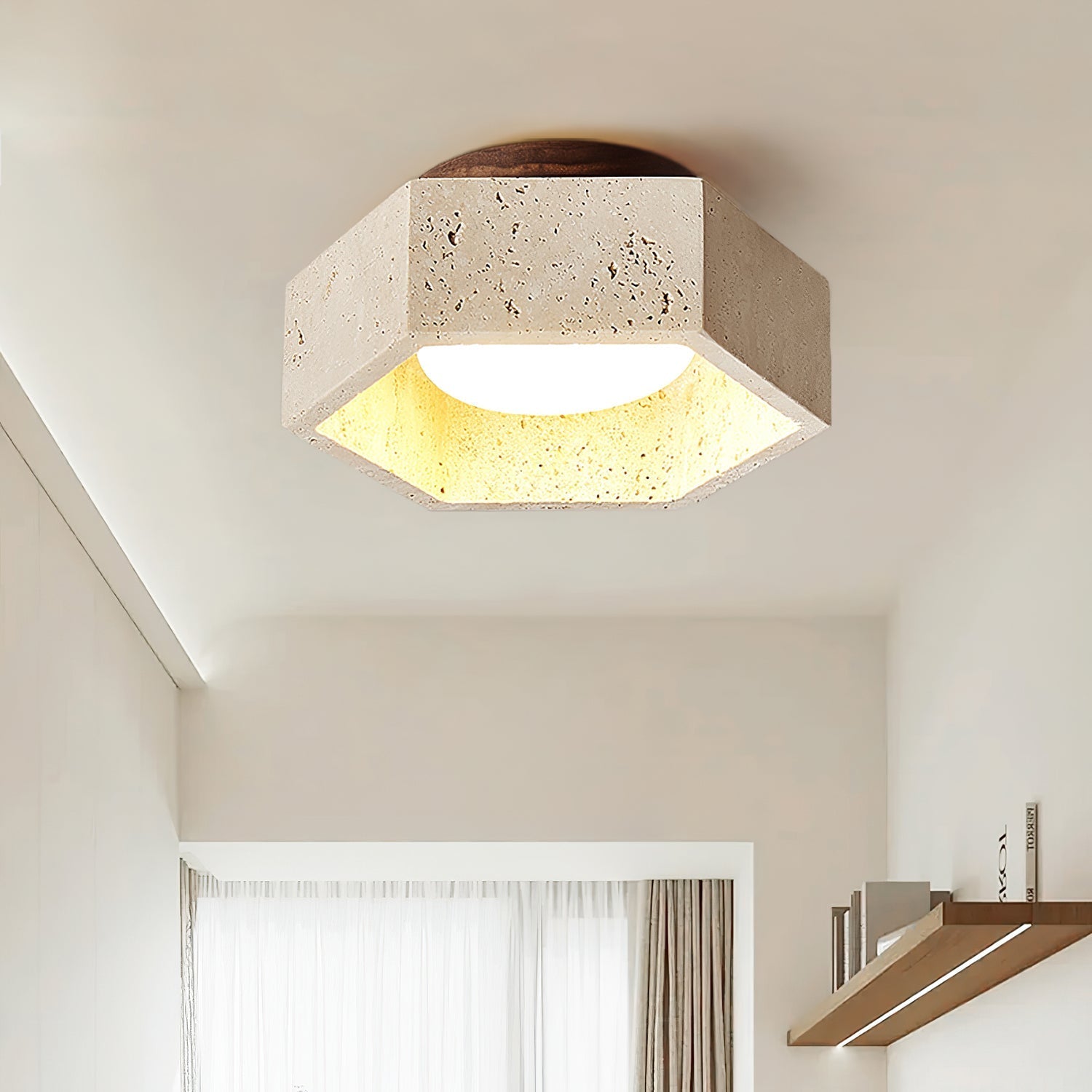 Hexara Travertine Hexagonal Ceiling Light