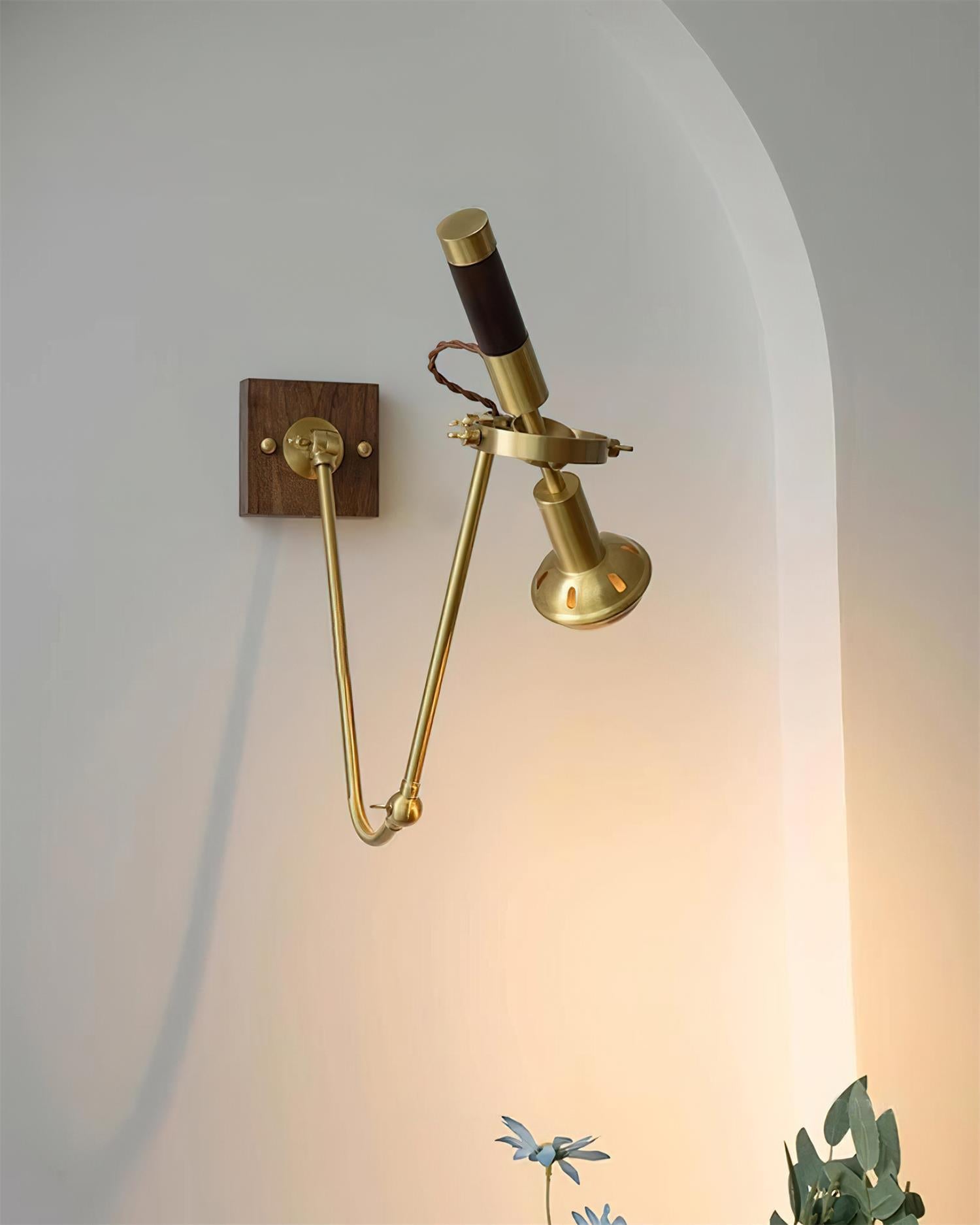 Wall Lamp Adjustable Brass Walnut Vintage Spotlight Industrial Task Sconce - Letslighting