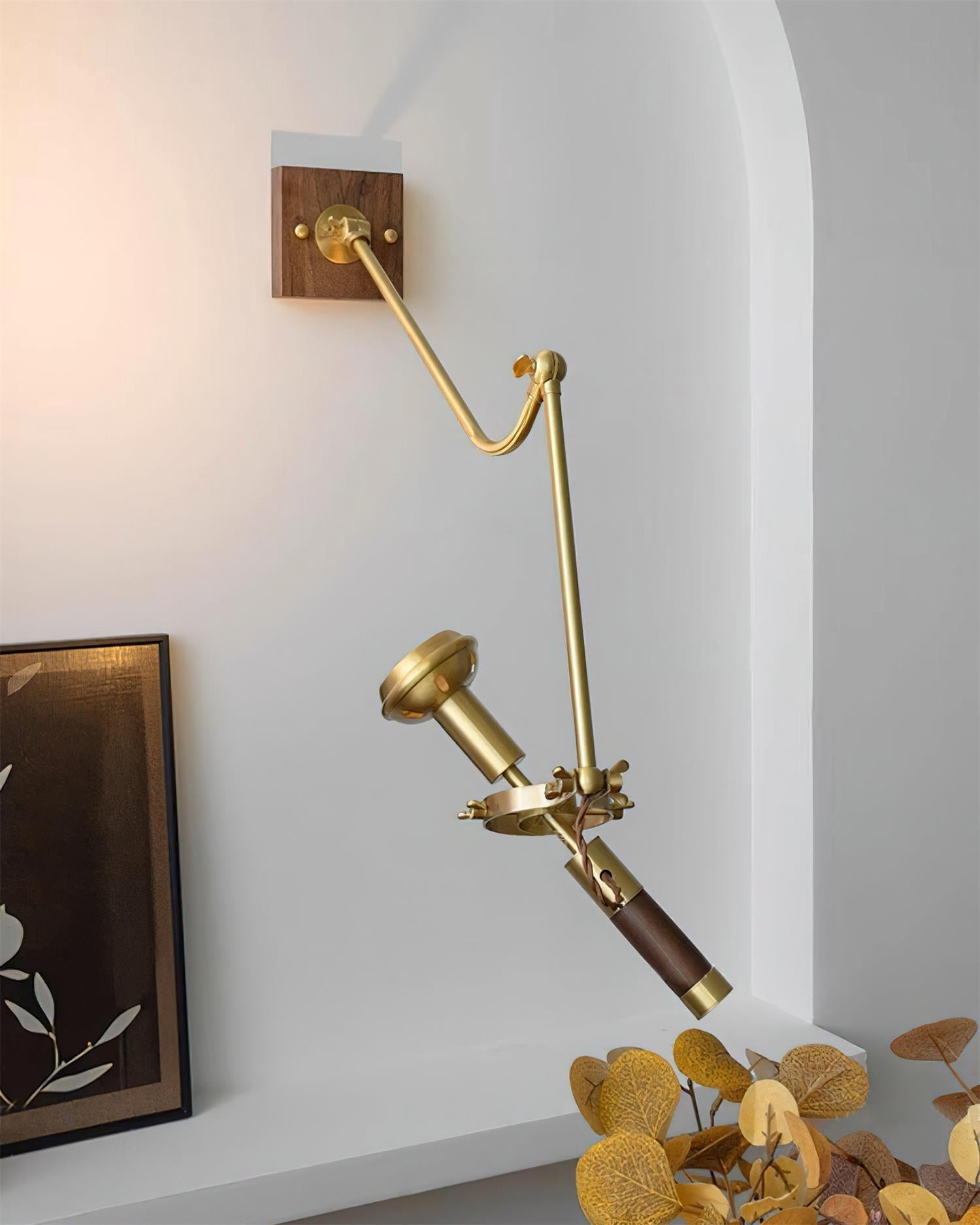 Wall Lamp Adjustable Brass Walnut Vintage Spotlight Industrial Task Sconce - Letslighting