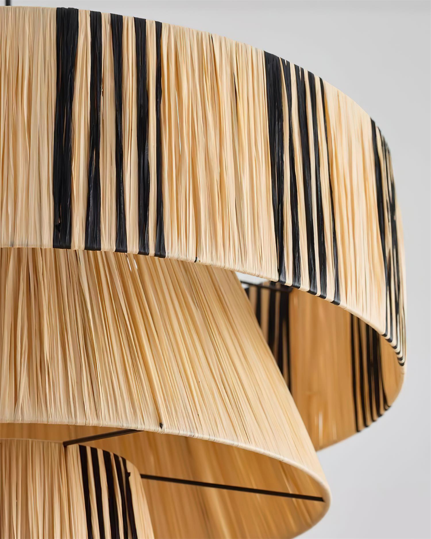 Hiroshi Pendant Lamp Layered Raffia Drum - Letslighting