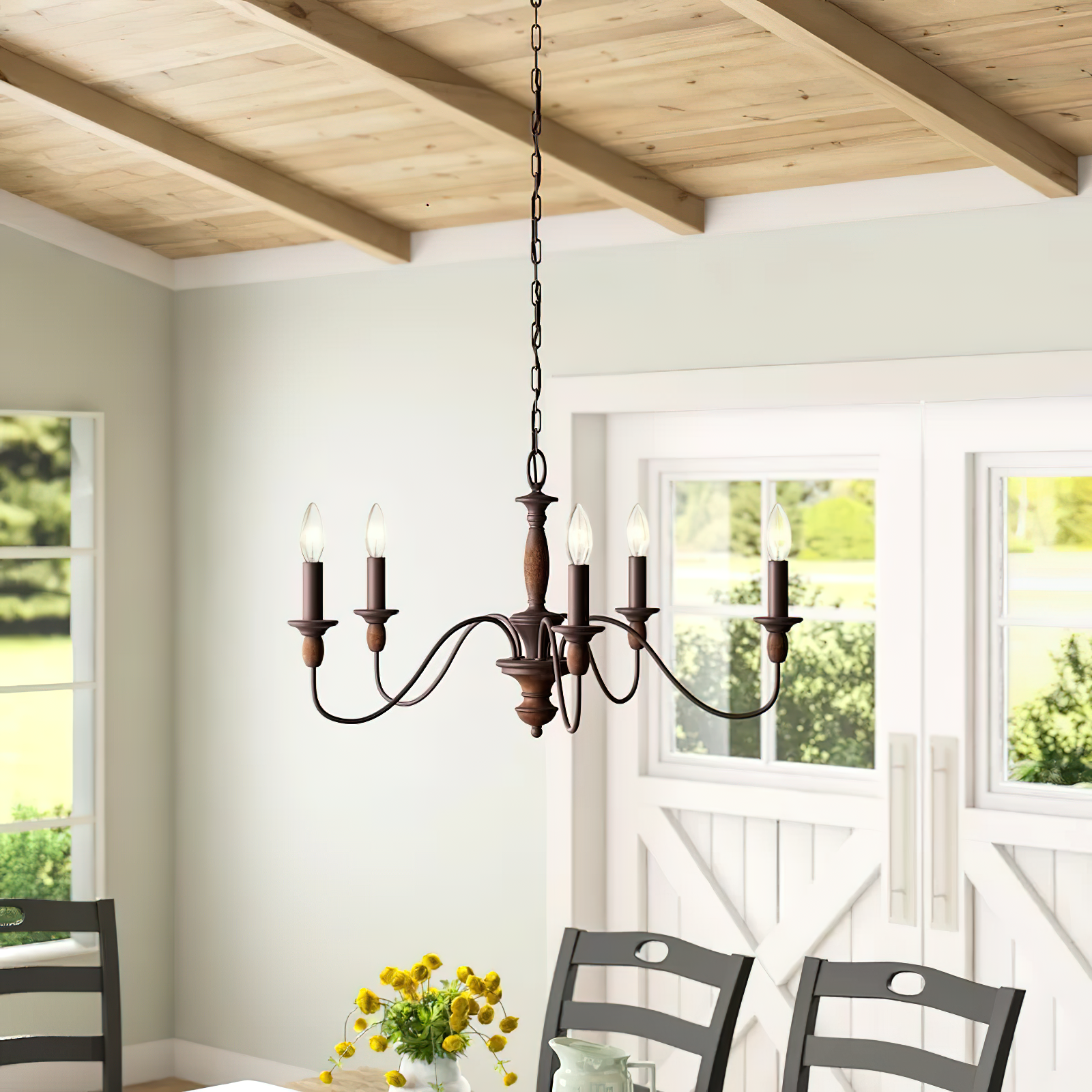 Cutheus Vintage Industrial Wooden Chandelier - Letslighting