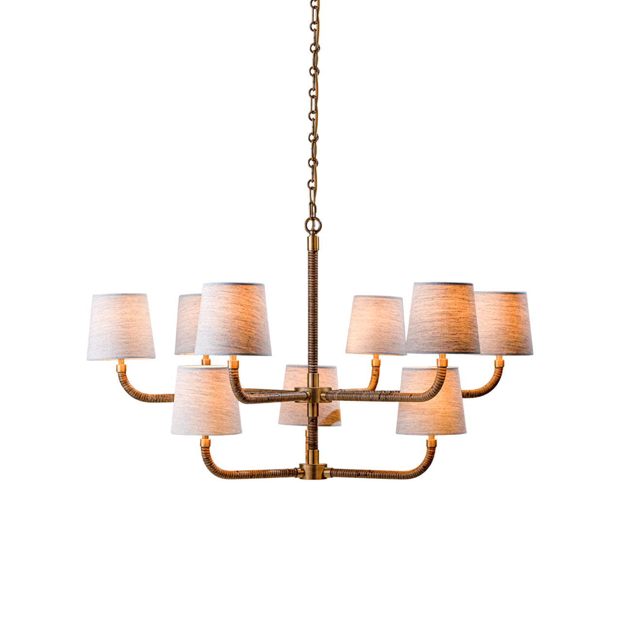 Avdoria Vintage Industrial Holden Cane Gold Fabric Chandelier - Letslighting