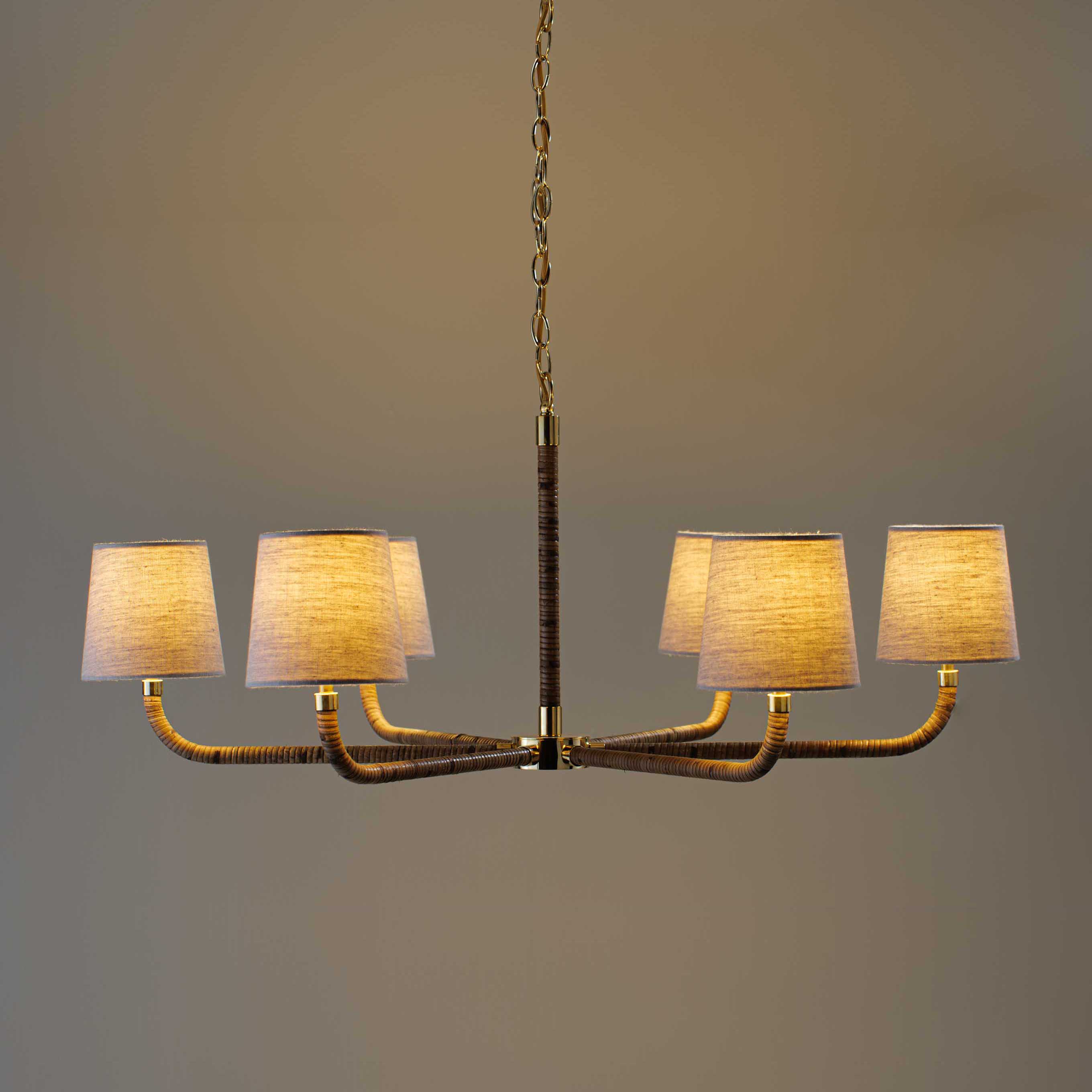 Avdoria Vintage Industrial Holden Cane Gold Fabric Chandelier - Letslighting
