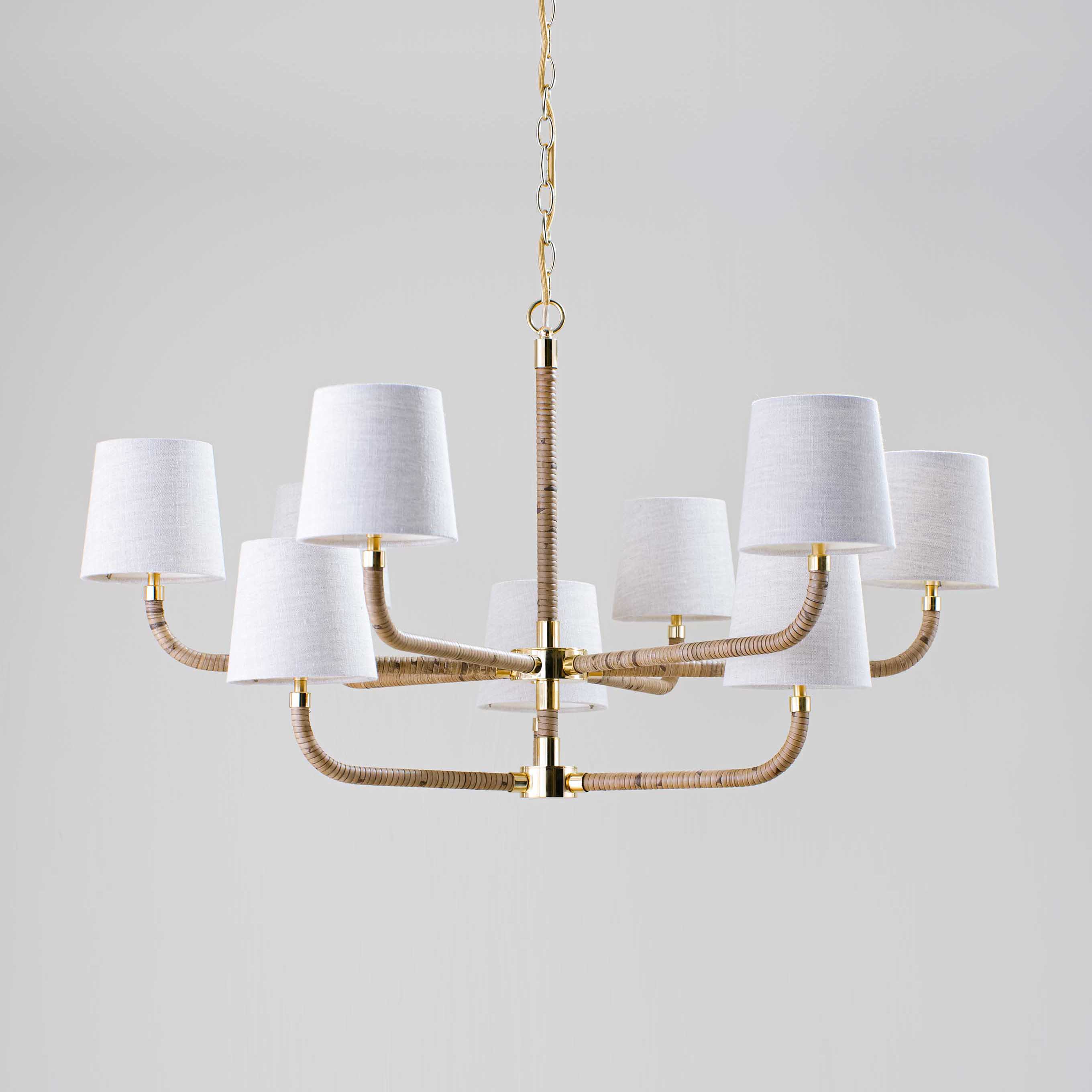 Avdoria Vintage Industrial Holden Cane Gold Fabric Chandelier - Letslighting
