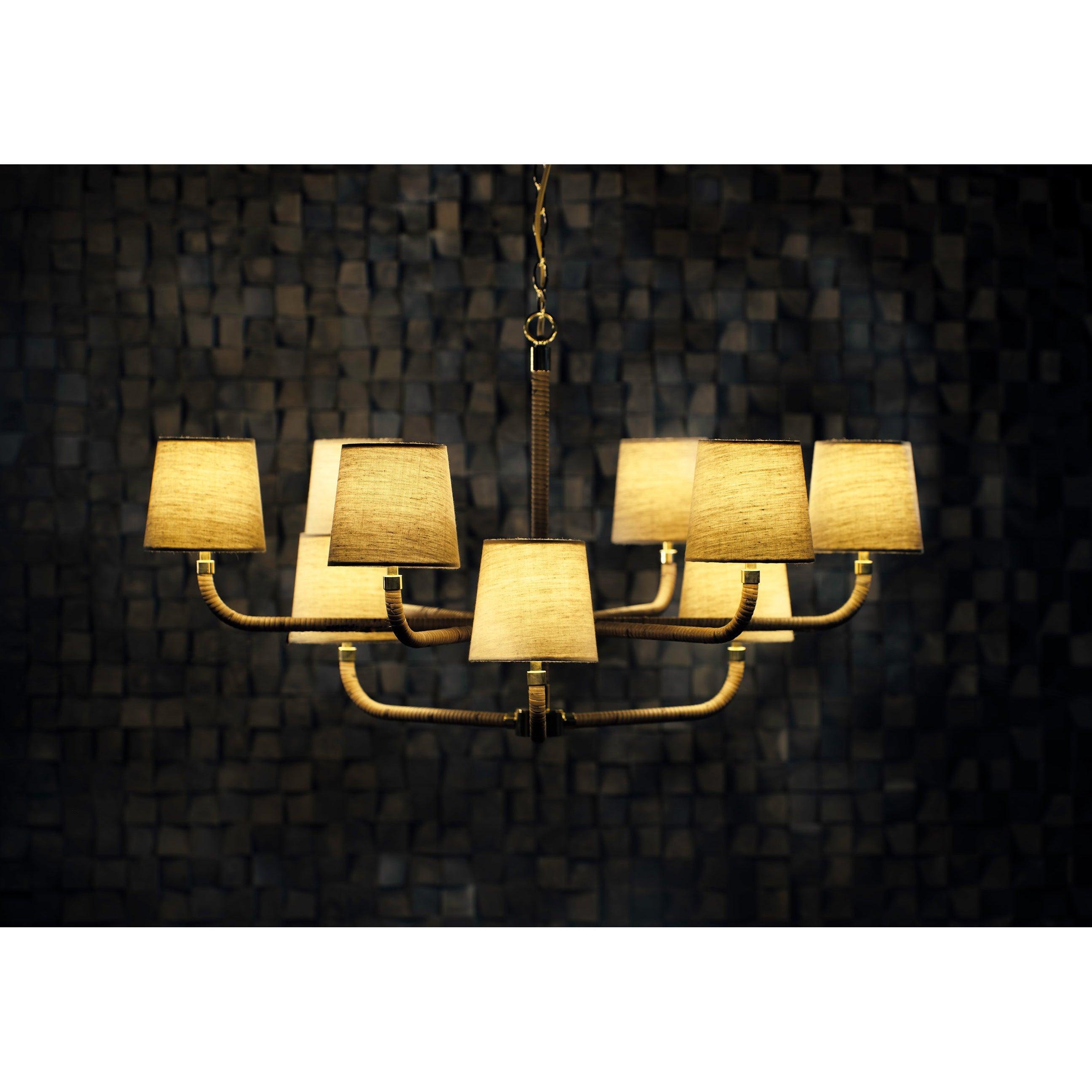 Avdoria Vintage Industrial Holden Cane Gold Fabric Chandelier - Letslighting