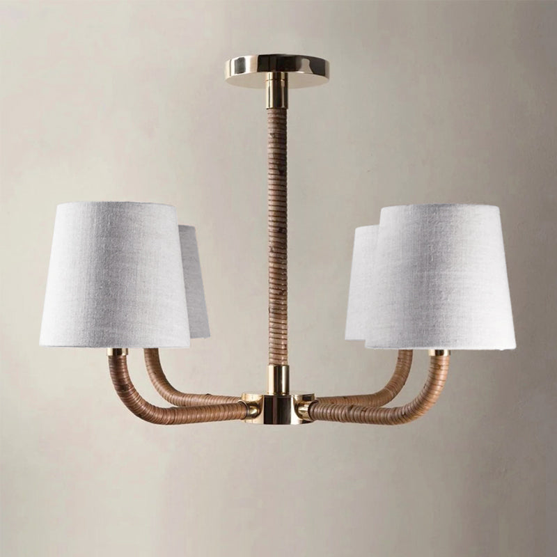 Avdoria Vintage Industrial Holden Cane Gold Fabric Chandelier - Letslighting
