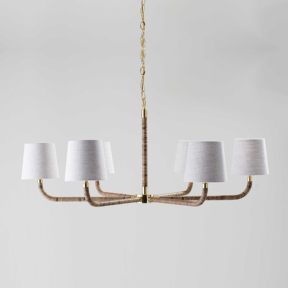 Avdoria Vintage Industrial Holden Cane Gold Fabric Chandelier - Letslighting