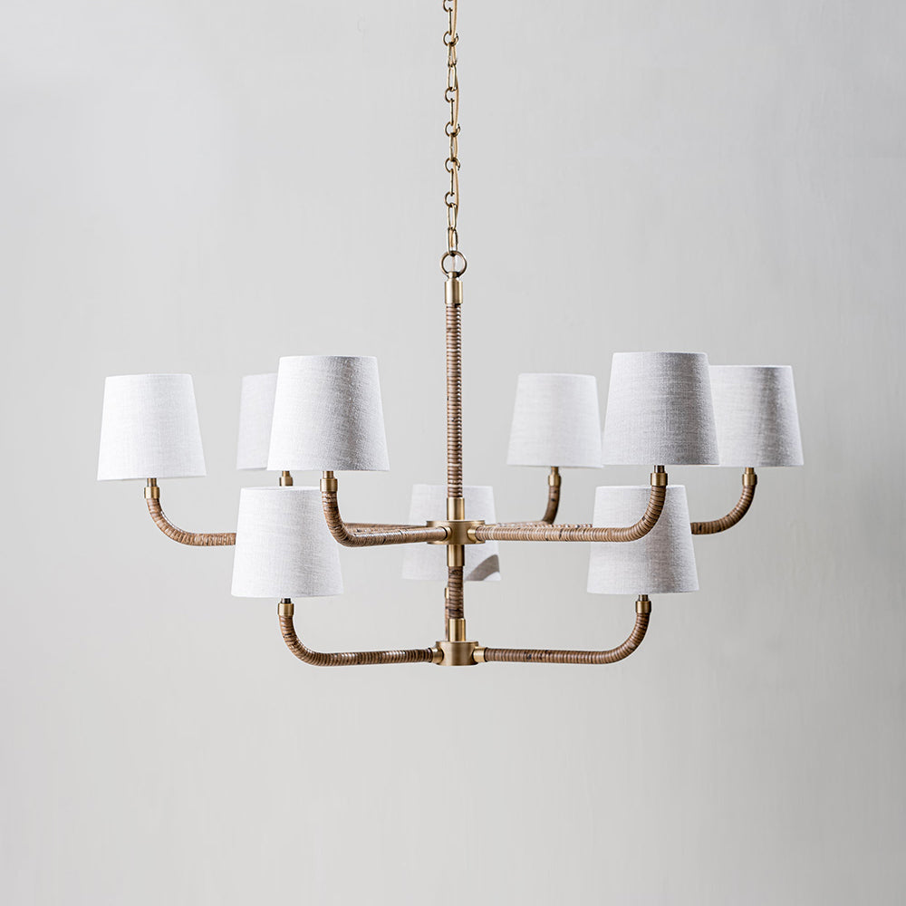 Avdoria Vintage Industrial Holden Cane Gold Fabric Chandelier - Letslighting