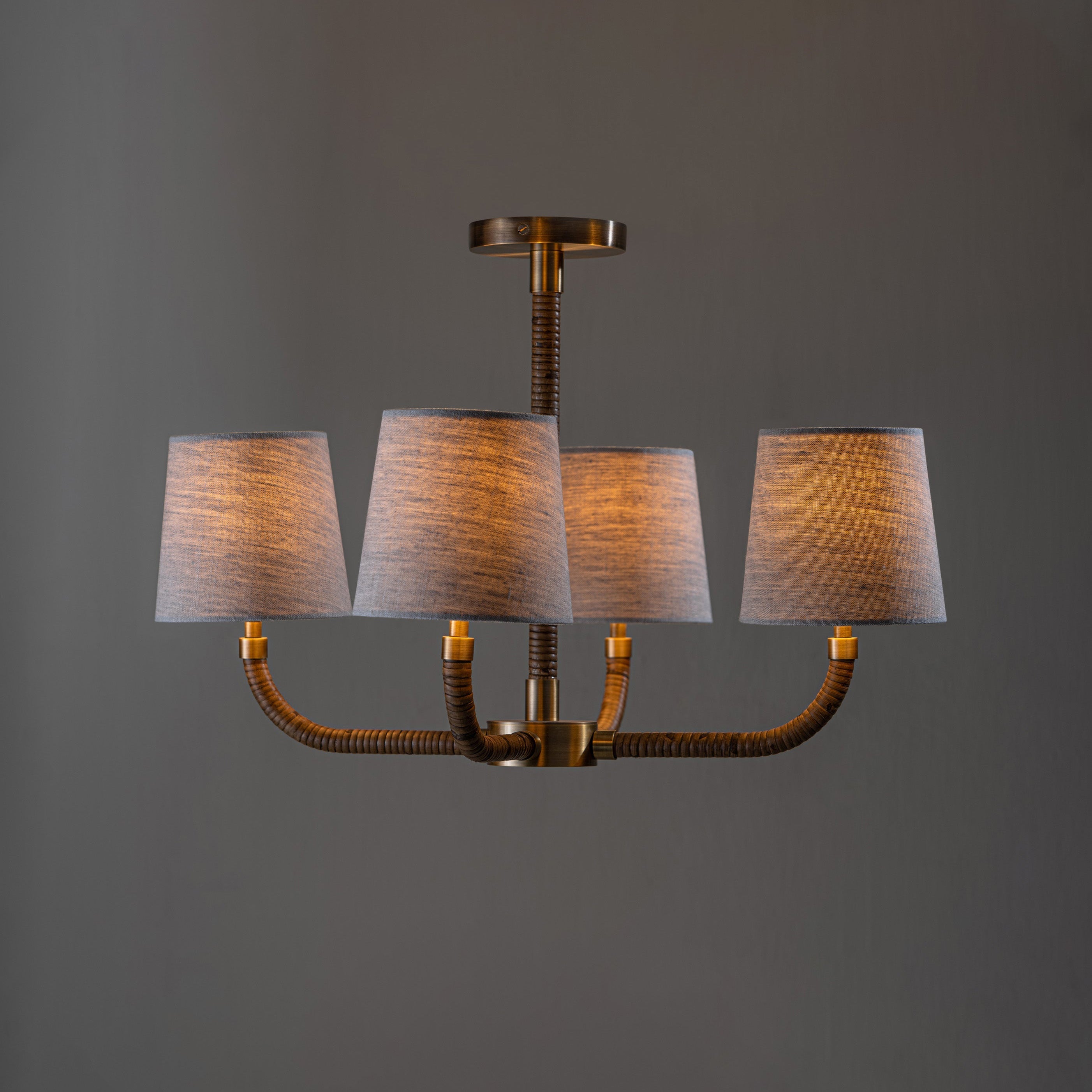 Avdoria Vintage Industrial Holden Cane Gold Fabric Chandelier - Letslighting