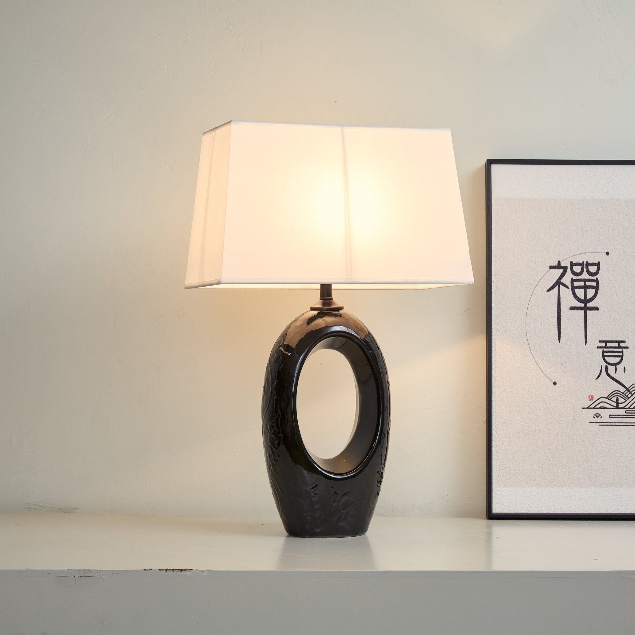 Oval Elegant Ceramics & Fabric Table Lamp