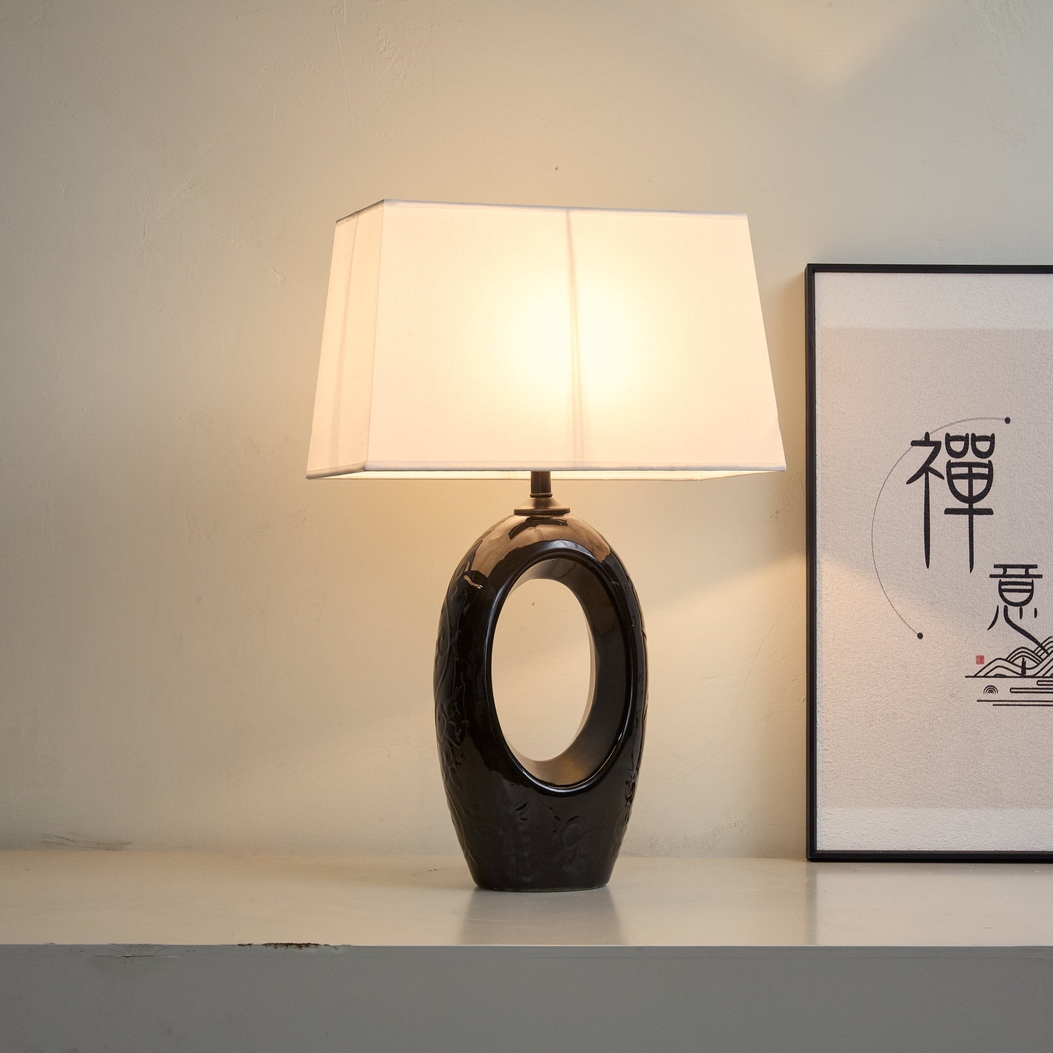 Oval Elegant Ceramics & Fabric Table Lamp