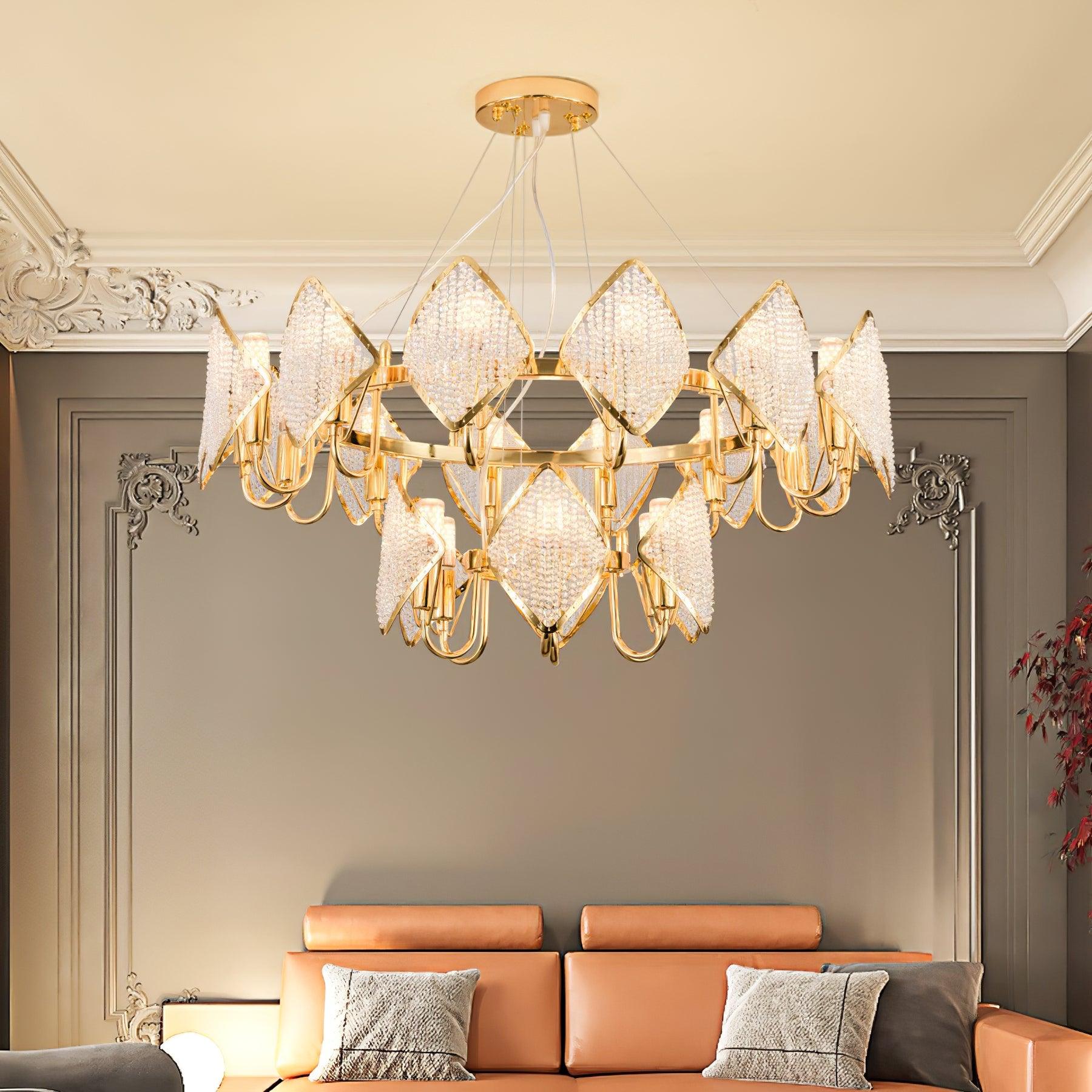 Aurora Chandelier Crystal Leaf Double-Tier - Letslighting