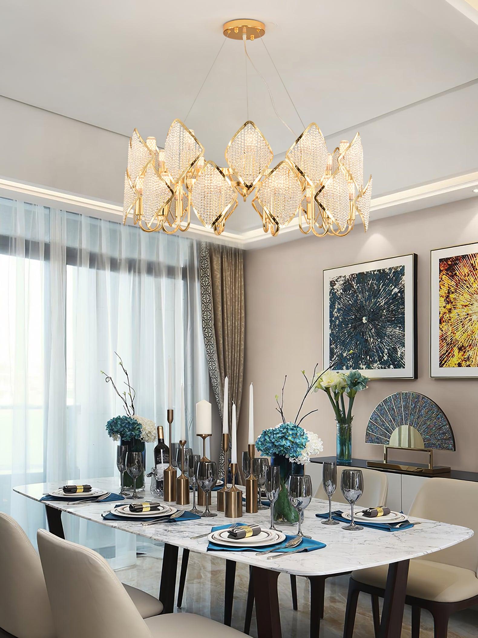 Aurora Chandelier Crystal Leaf Double-Tier - Letslighting