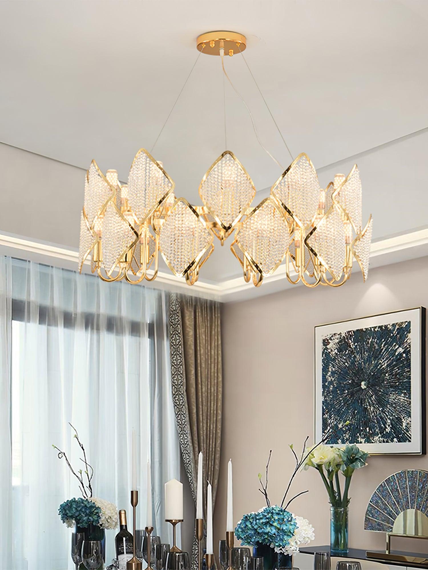Aurora Chandelier Crystal Leaf Double-Tier - Letslighting
