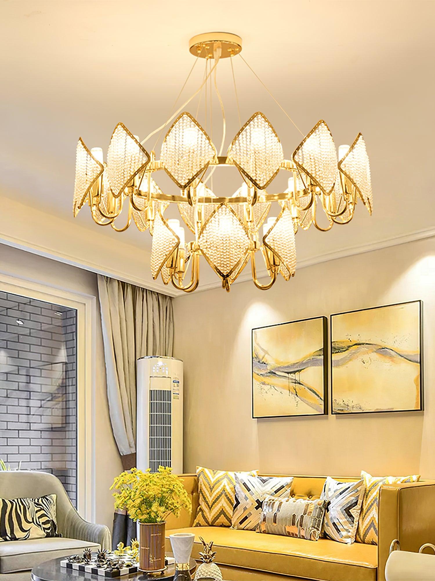 Aurora Chandelier Crystal Leaf Double-Tier - Letslighting